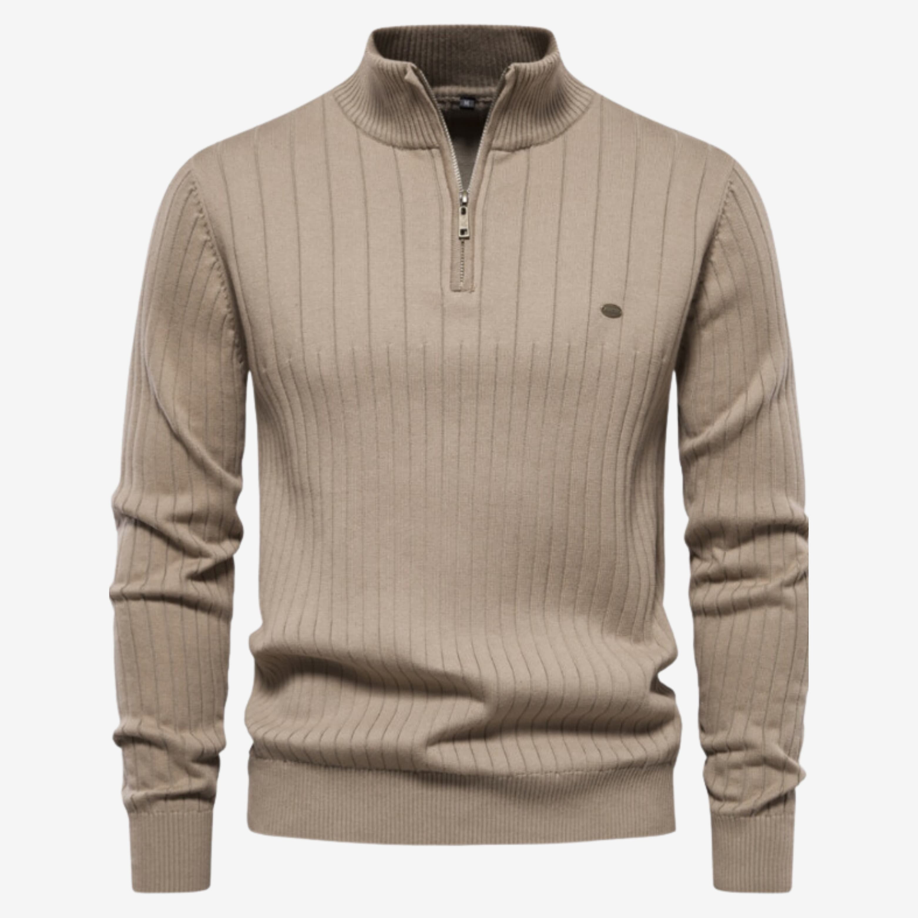 Muscle Fit Rippstrick Pullover Braun - Max