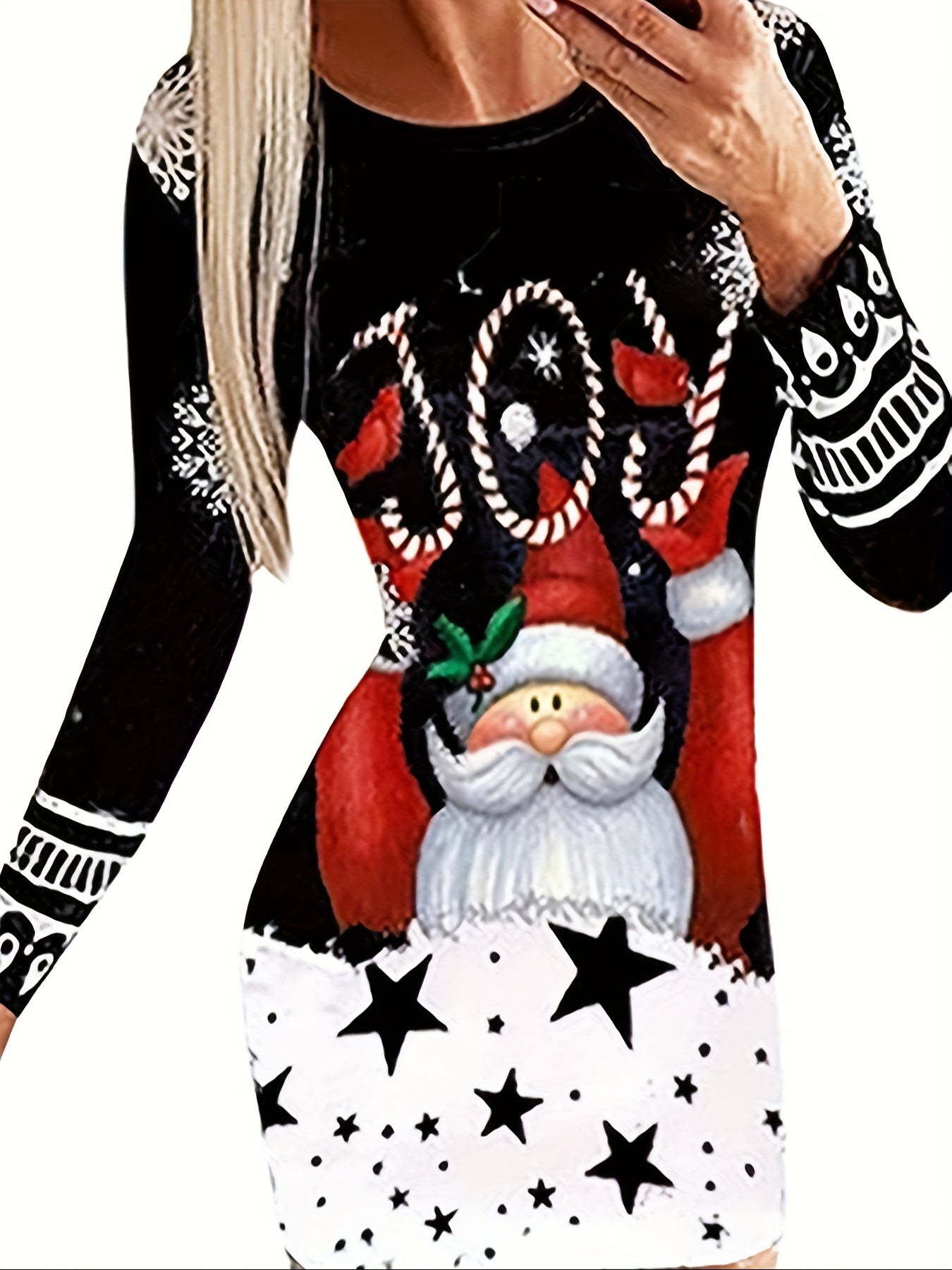 Schwarzes Halloween-Skelett-Kleid - Luna