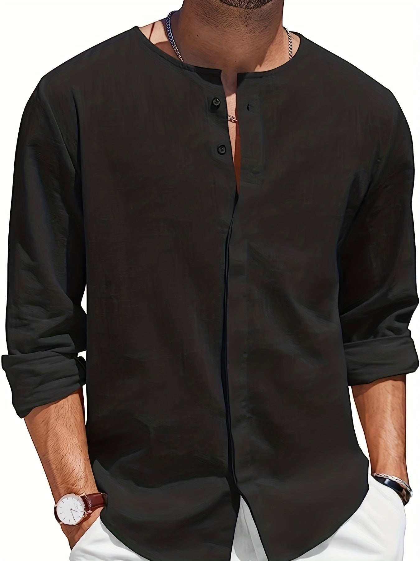 Weißes Langarm-Crewneck-Shirt - Ben