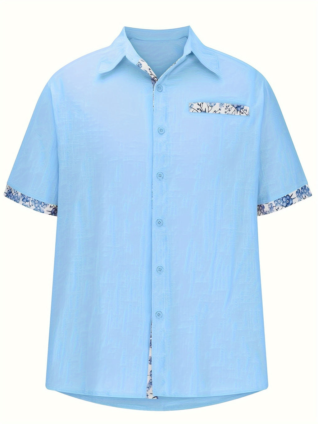 Himmelblaue Blumenprint-Hemd - Leo