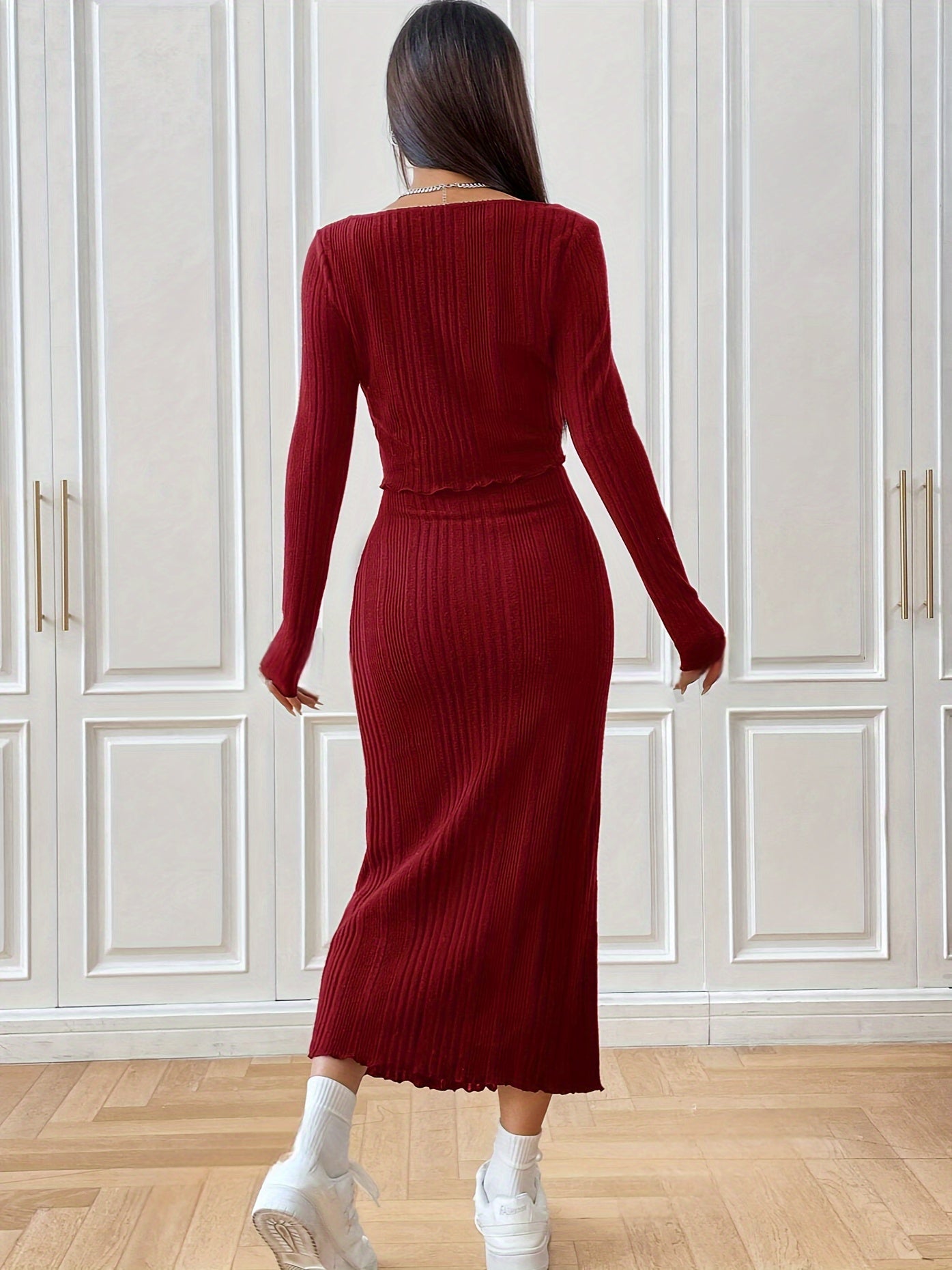 Rotes Strickkleid-Set - Livia