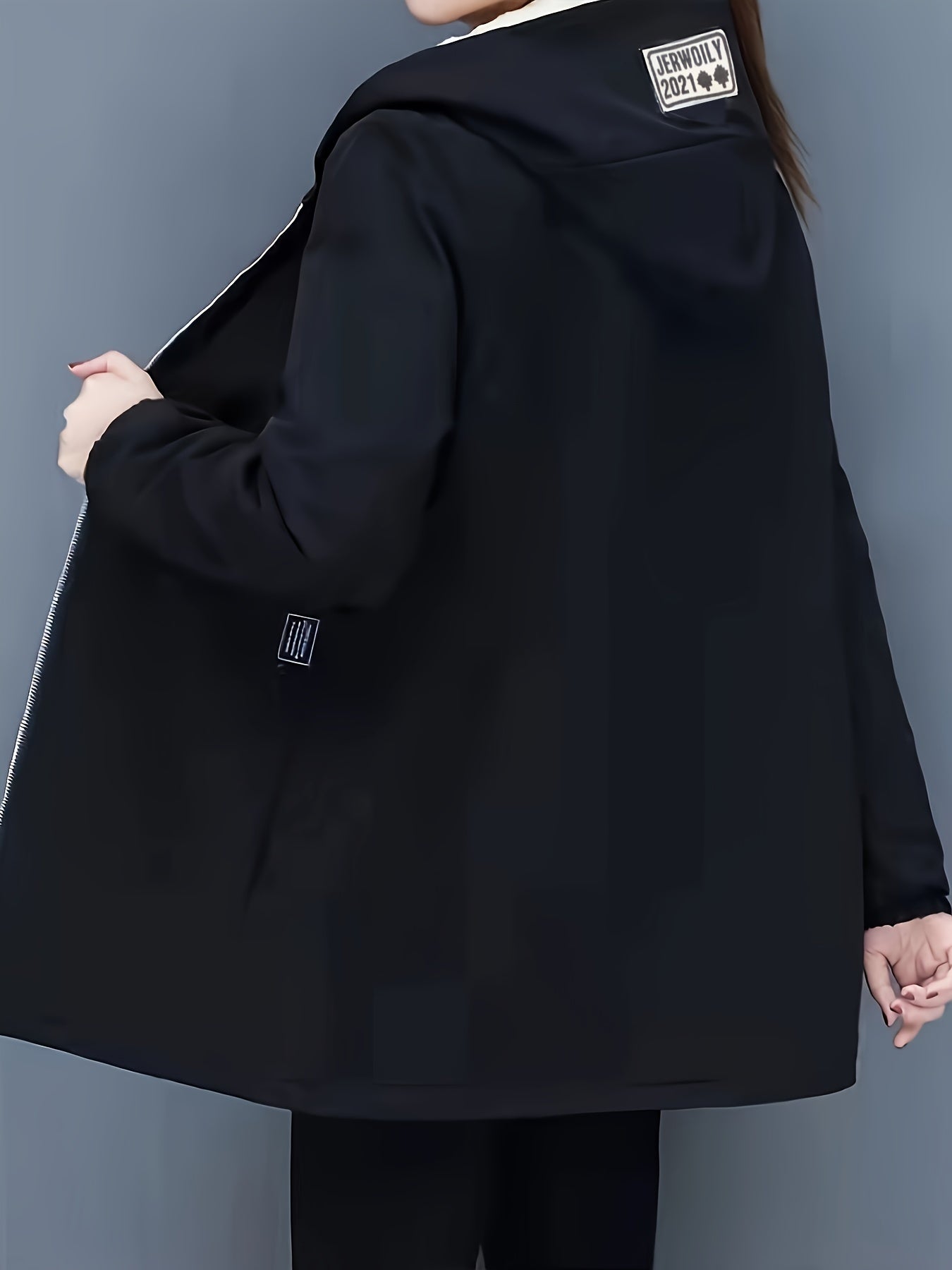 Schwarze Kapuzenjacke mit Reißverschluss - Lena