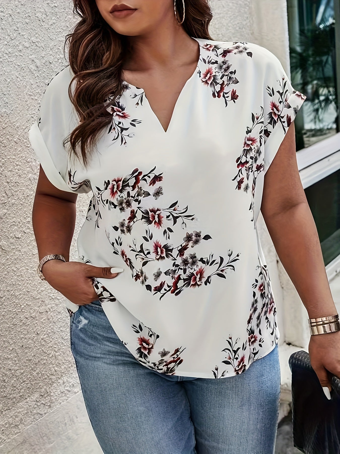 Weiße Blumenprint Bluse - Amelie