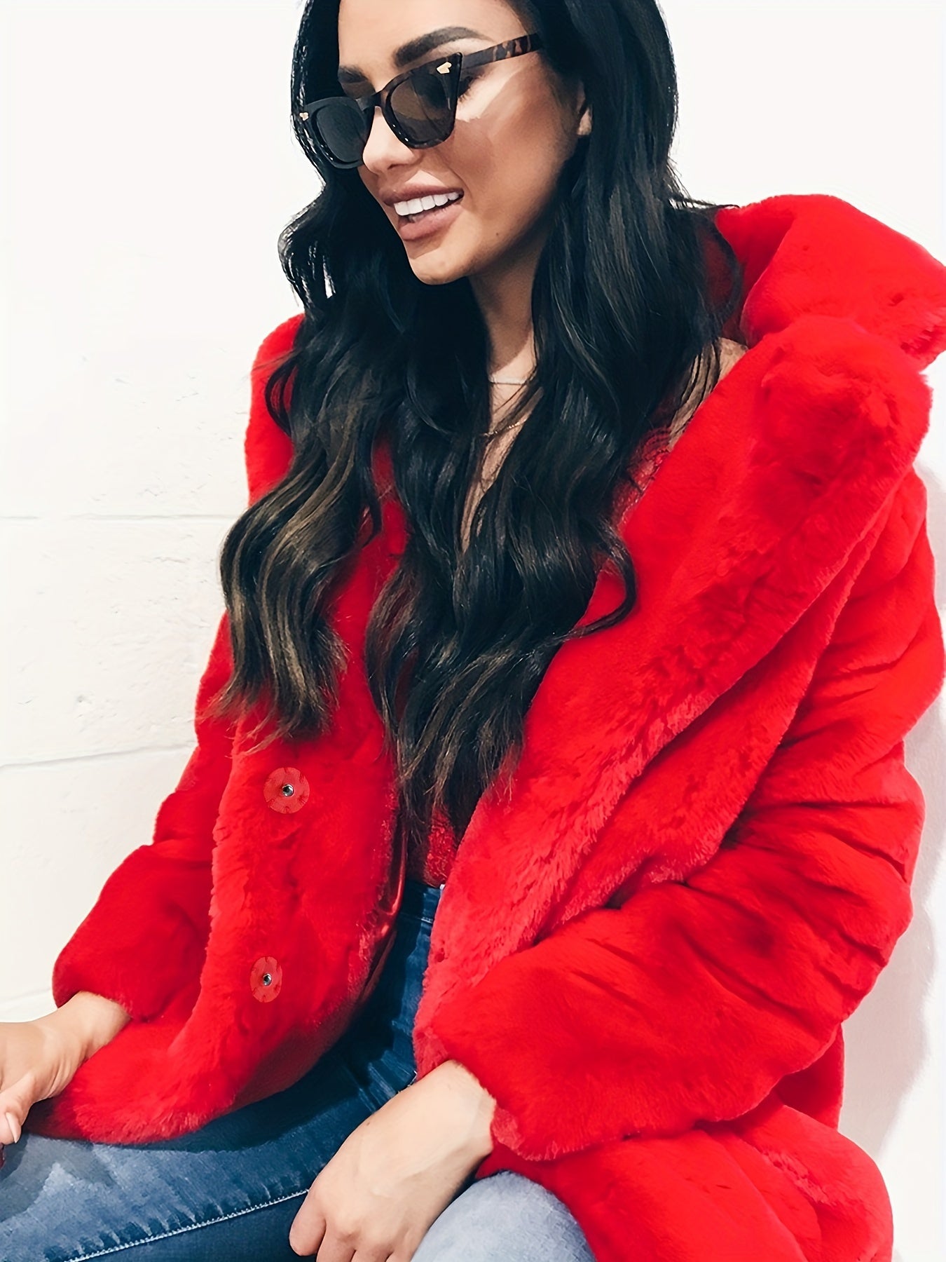 Schwarzer Teddy Mantel - Lara