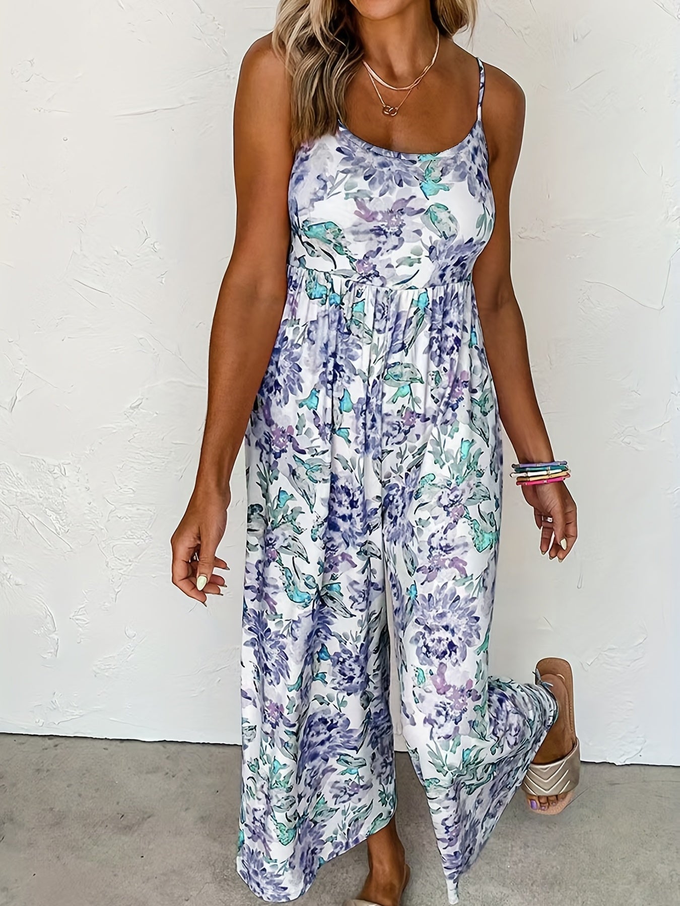 Rosa Floraler Cami-Jumpsuit - Elisa