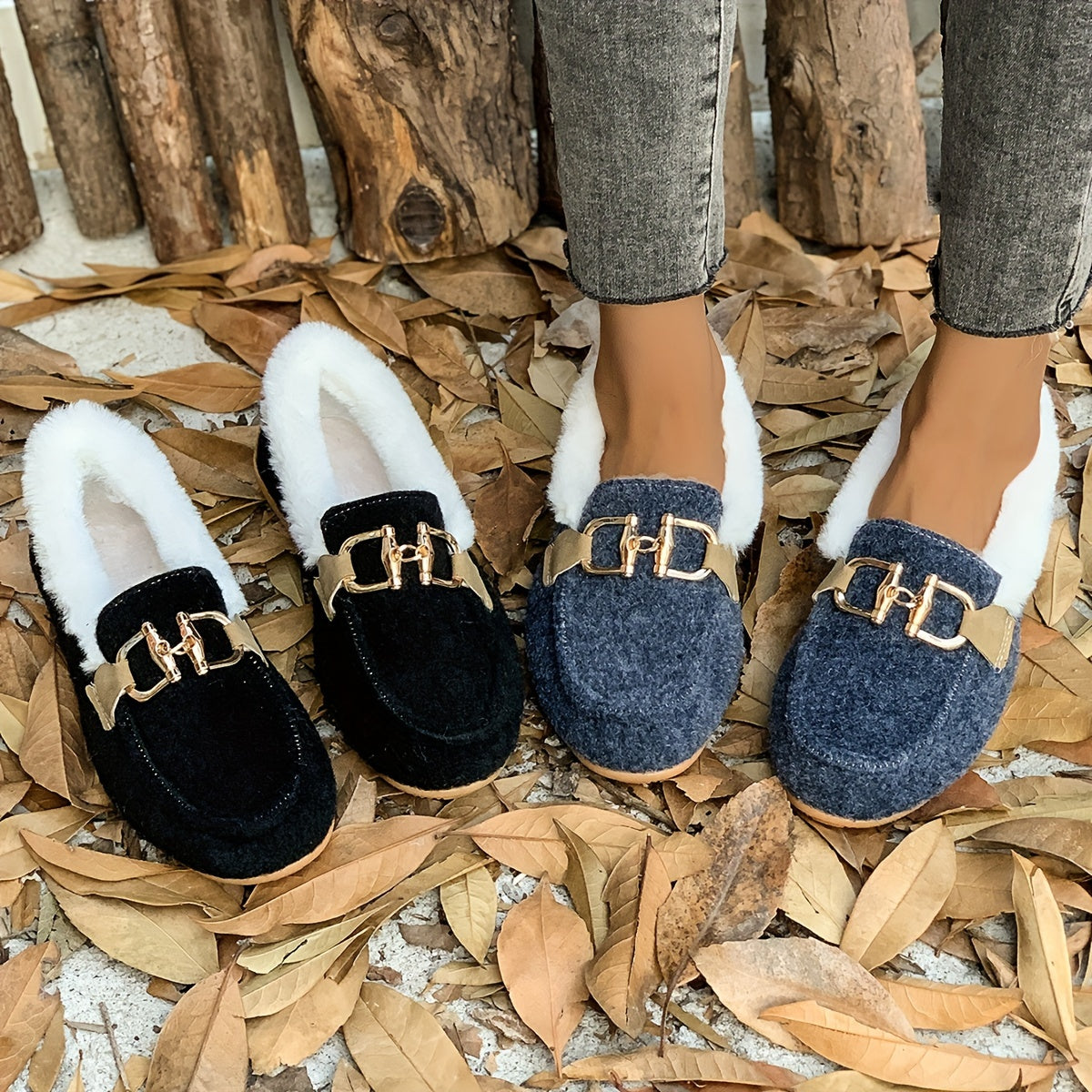 Schwarze Winter Slip-On Sneakers - Mila