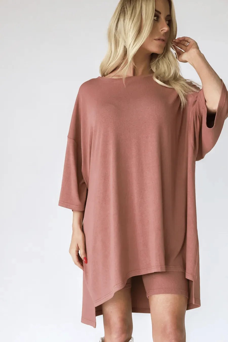 Schwarzes Oversize T-Shirt und Biker-Shorts Set - Lena