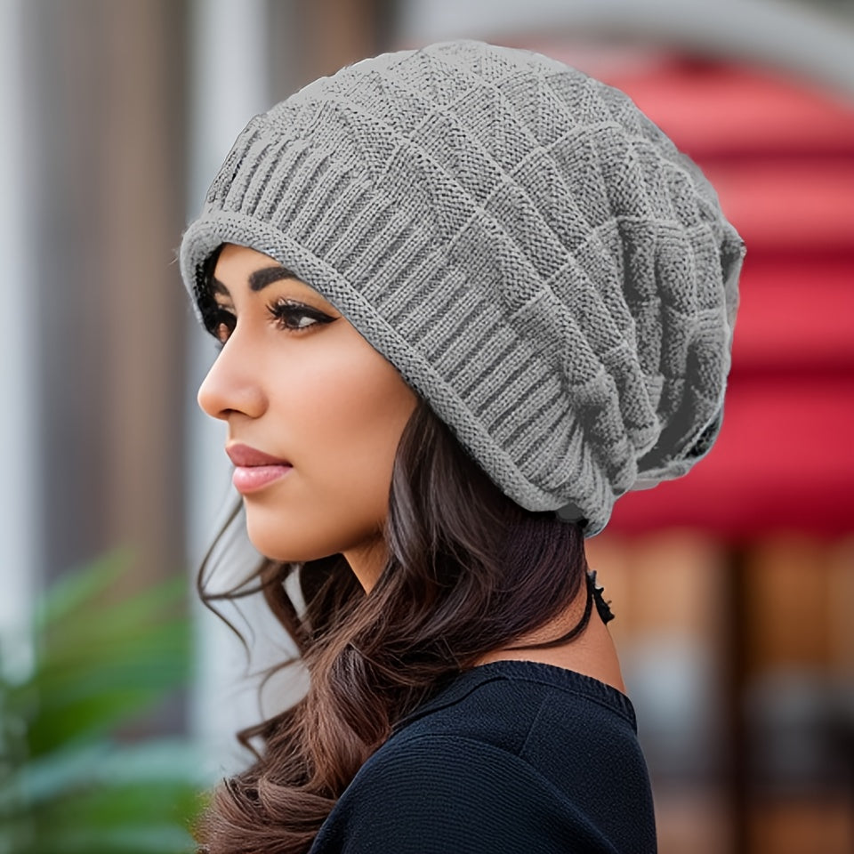 Braune Strick-Slouchy-Beanie für Damen - Ella