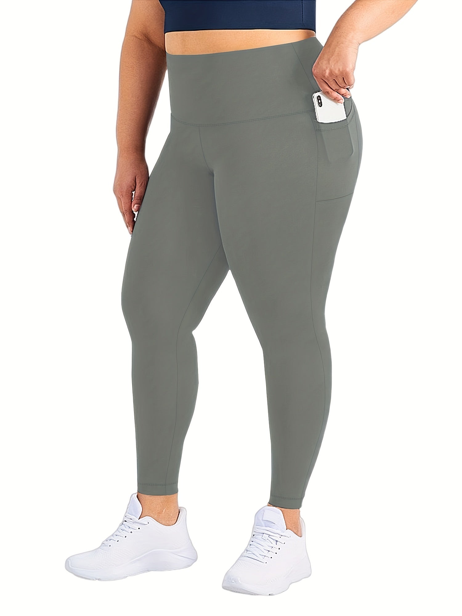 Schwarze Plus Size High Rise Leggings mit Taschen - Nora