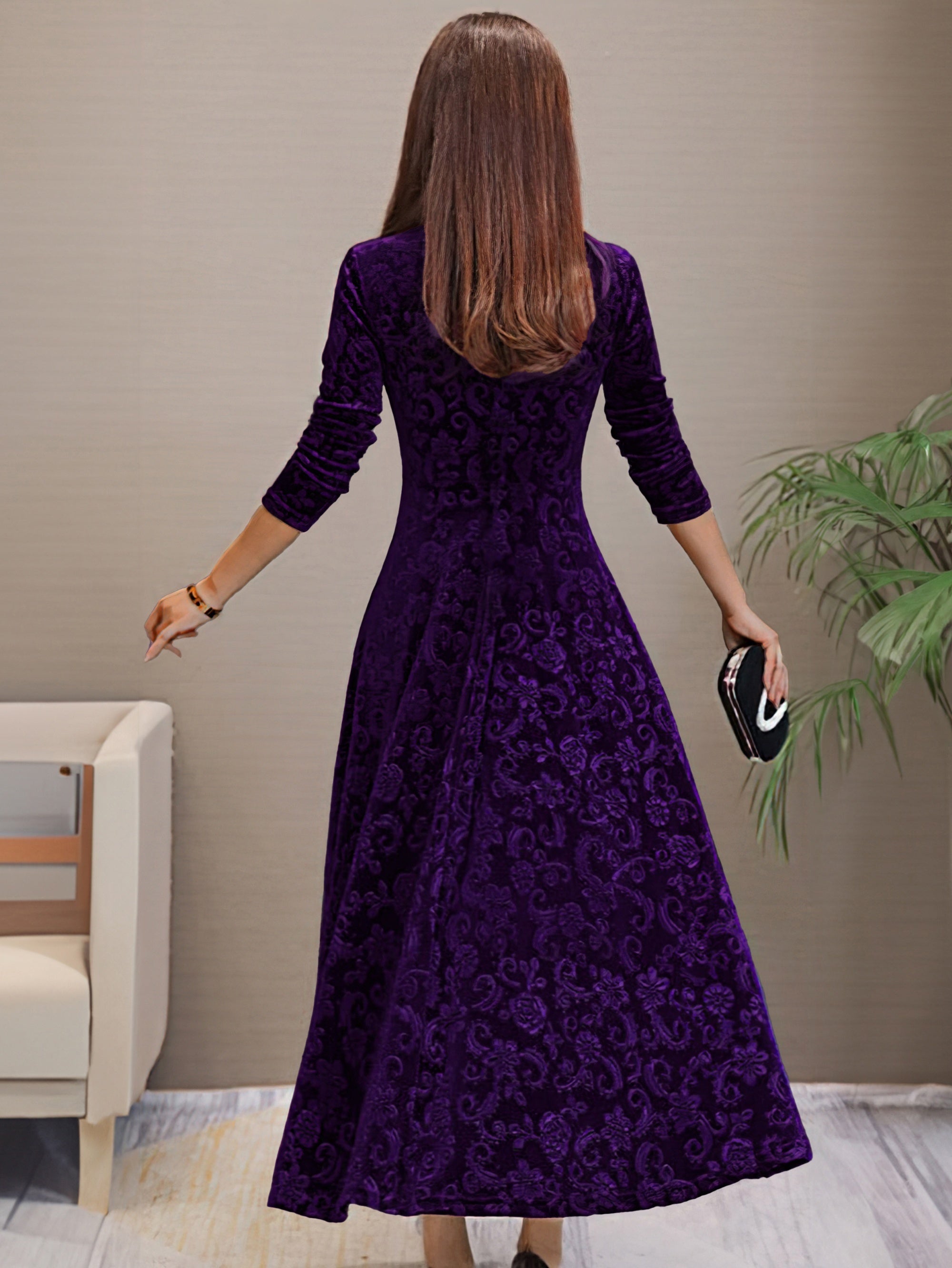 Dunkelrotes Elegantes Flared Kleid - Sophie