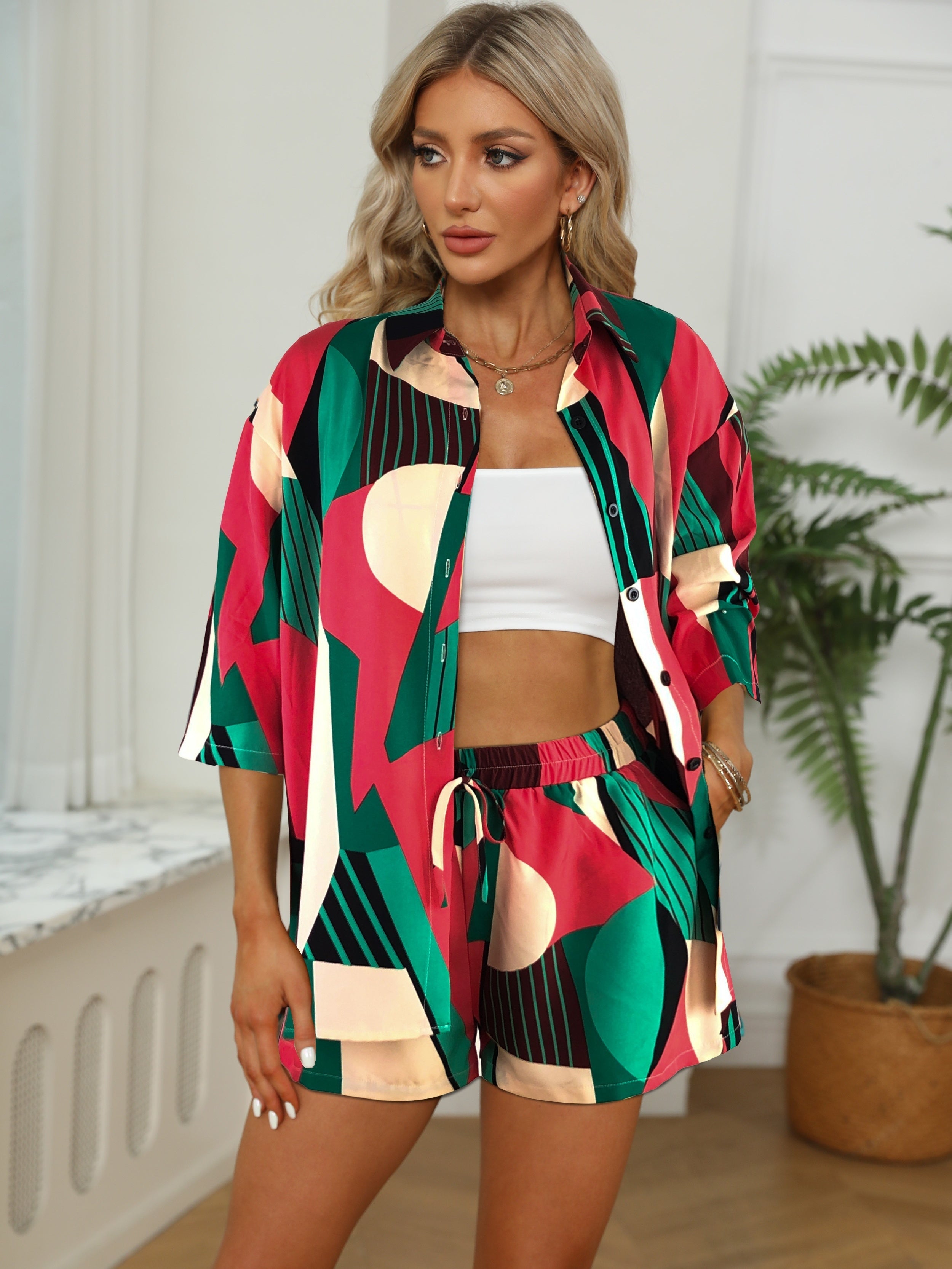 Apricotfarbenes Colorblock-Set - Lena