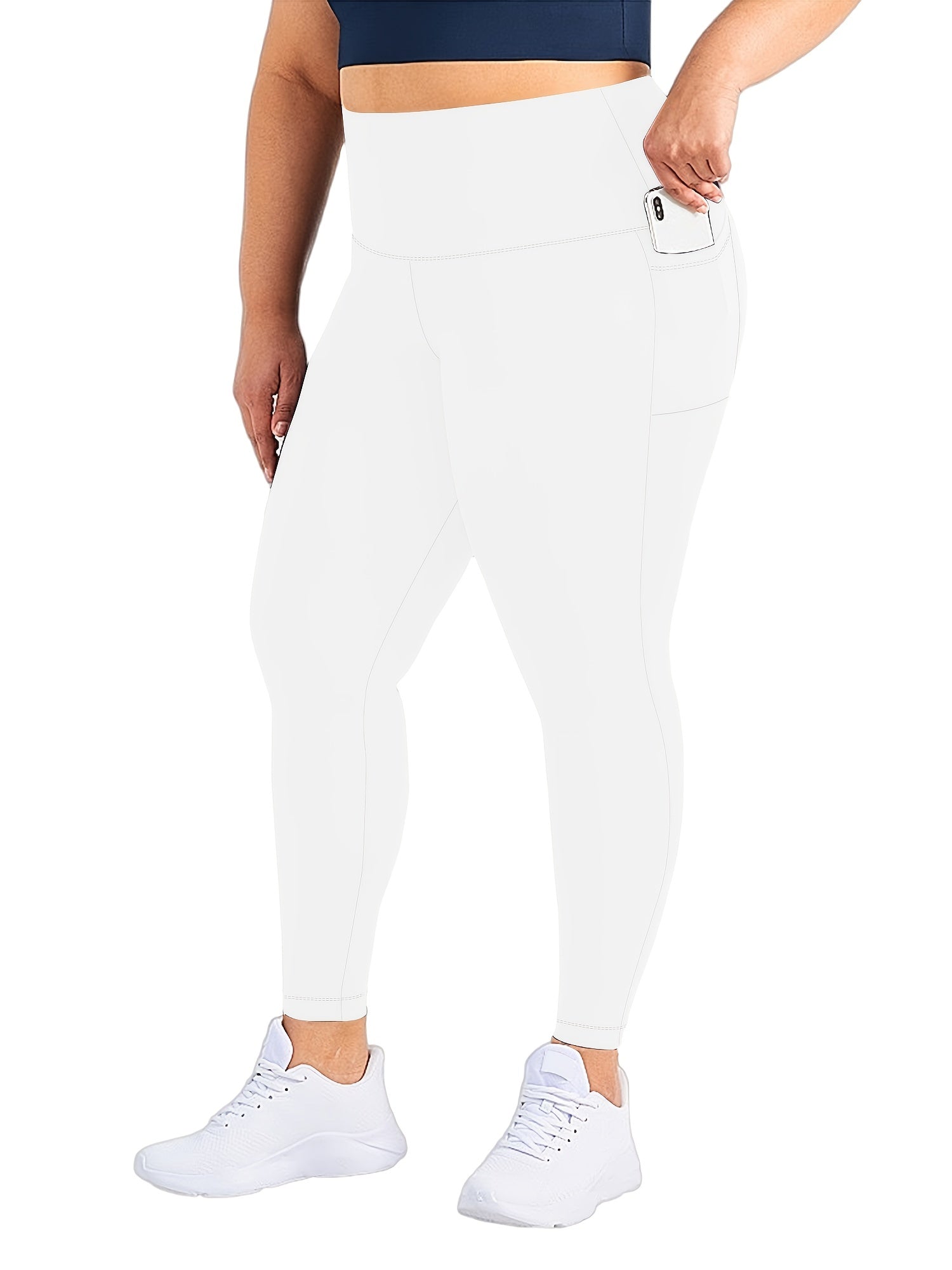 Schwarze Plus Size High Rise Leggings mit Taschen - Nora