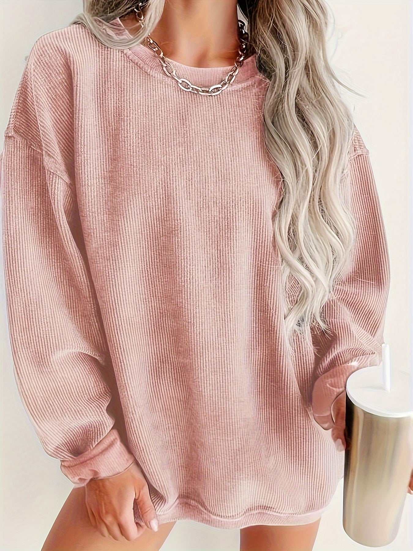 Dunkelgrauer Gerippter Pullover – Emma