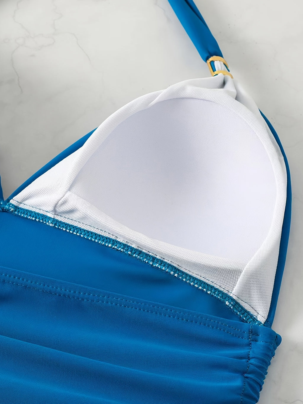 Blaues Tankini-Set mit Blätterdruck - Anna