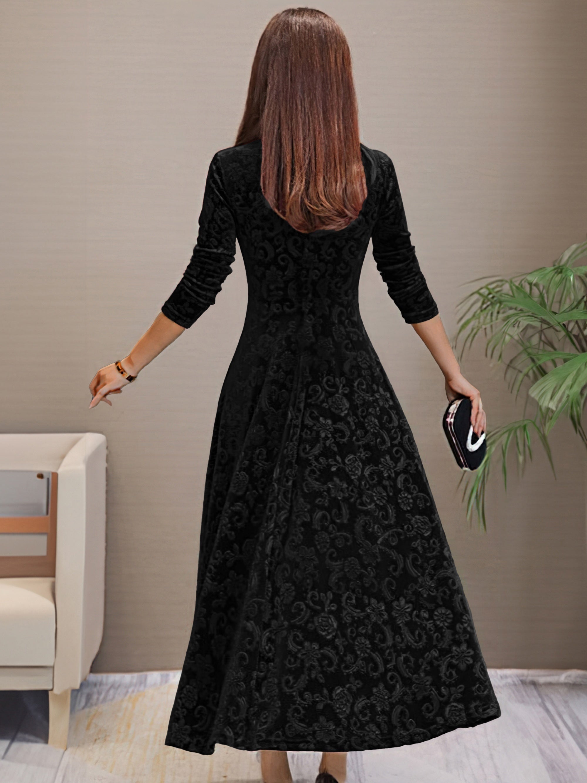 Dunkelrotes Elegantes Flared Kleid - Sophie