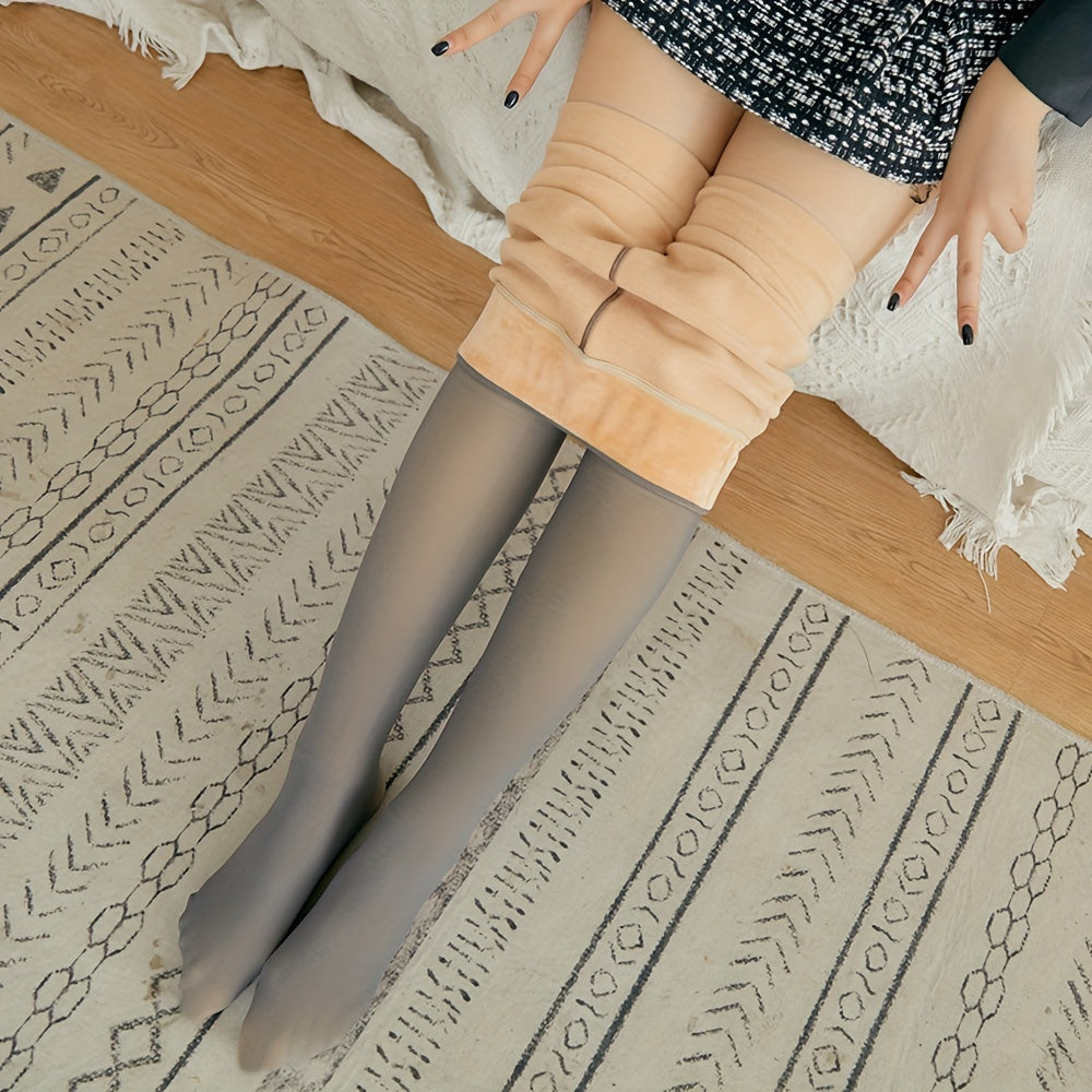 Graue Thermo-Strumpfhose mit Hohem Bund - Emma