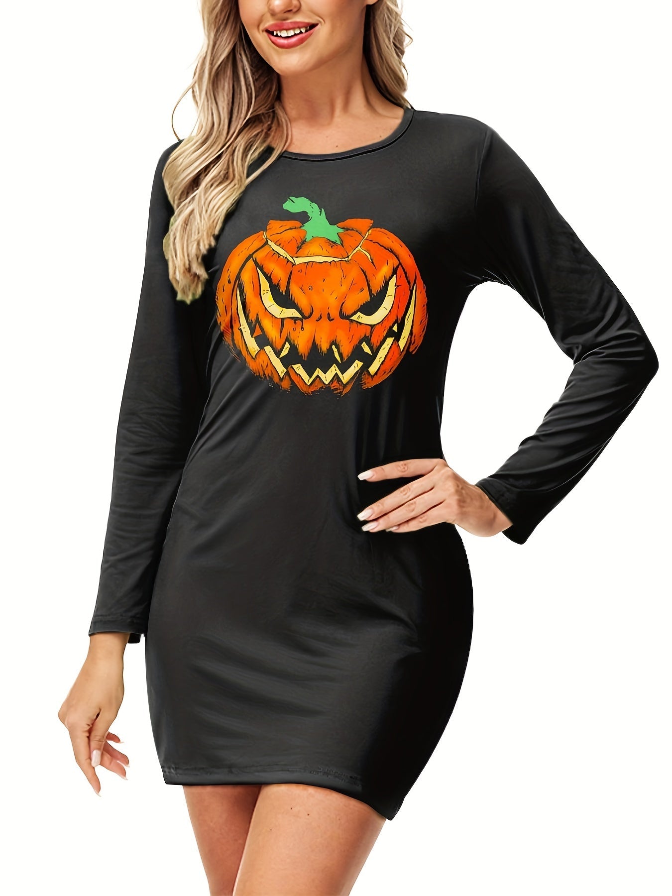 Schwarzes Halloween-Skelett-Kleid - Luna
