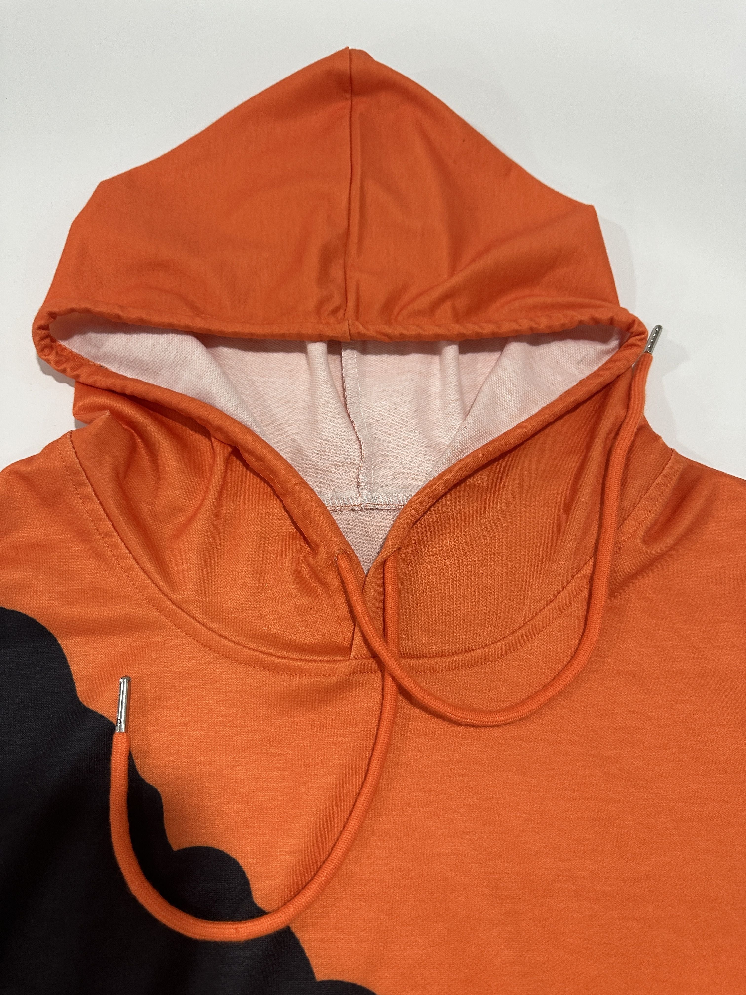 Orange Schwarze Kürbisdruck-Hoodie - Sara