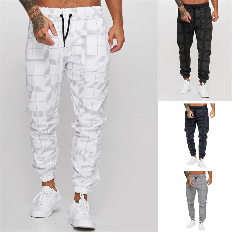 Weiße 3D Digital Karohose für Herren - Leon