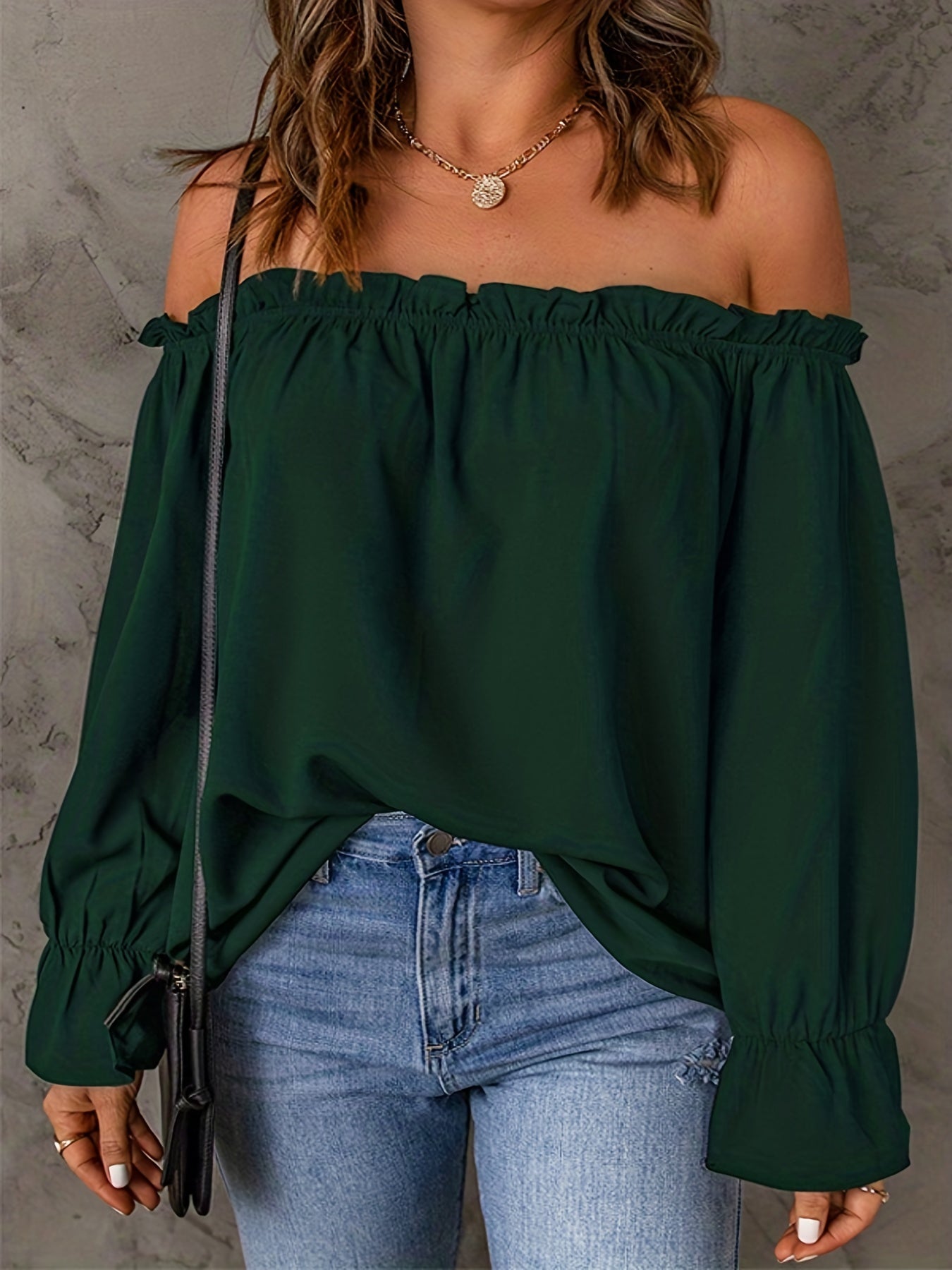 Apricotfarbene Schulterfreie Bluse - Emilia