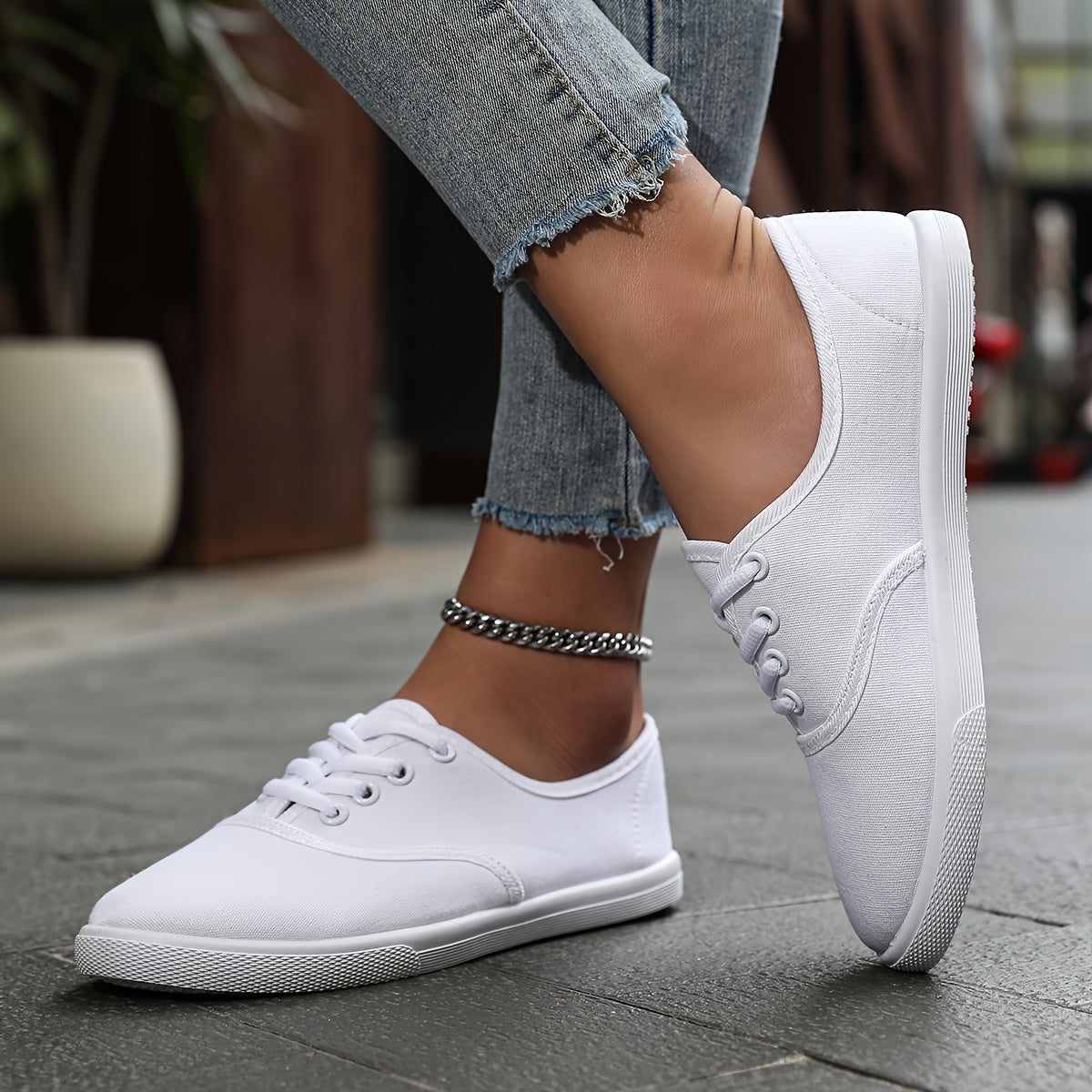 Sophie | Leichte Atmungsaktive Weiße Canvas-Sneaker für Damen