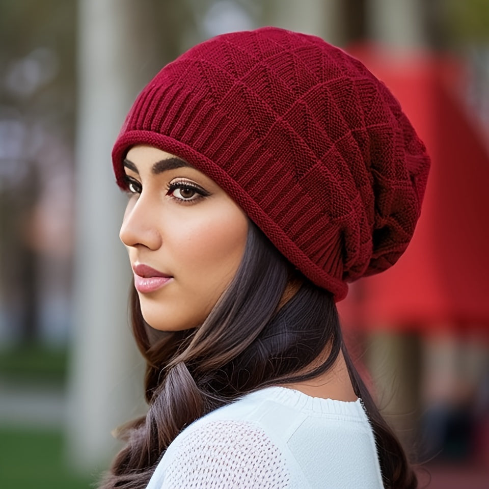 Braune Strick-Slouchy-Beanie für Damen - Ella