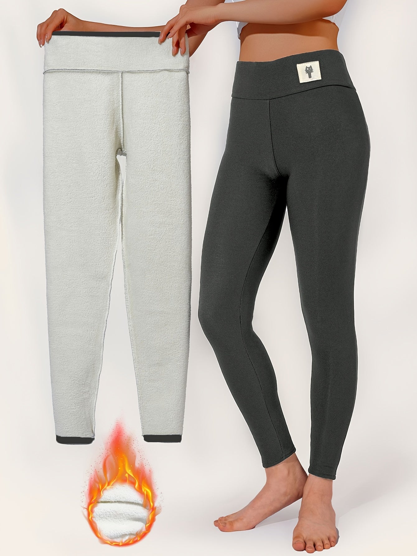 Schwarze Thermo-Sportleggings mit Hohem Bund - Mia