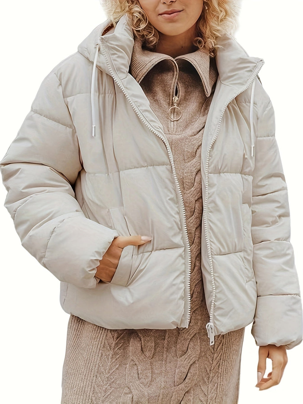 Beige Wattierte Jacke - Emma