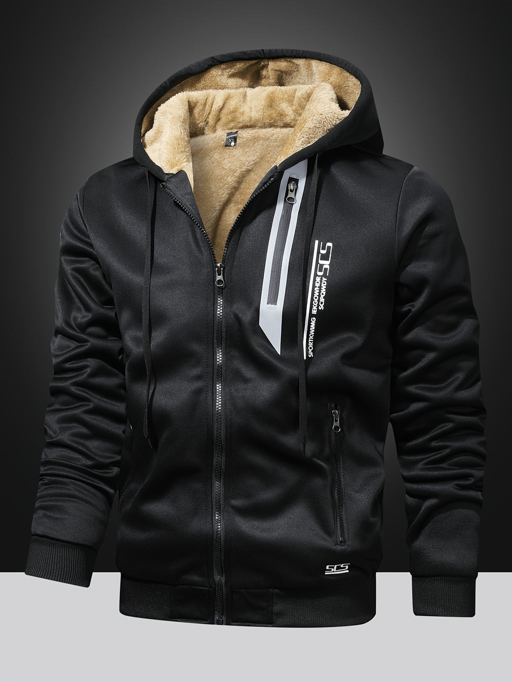 Schwarze Fleecegefütterte Winterjacke - Max