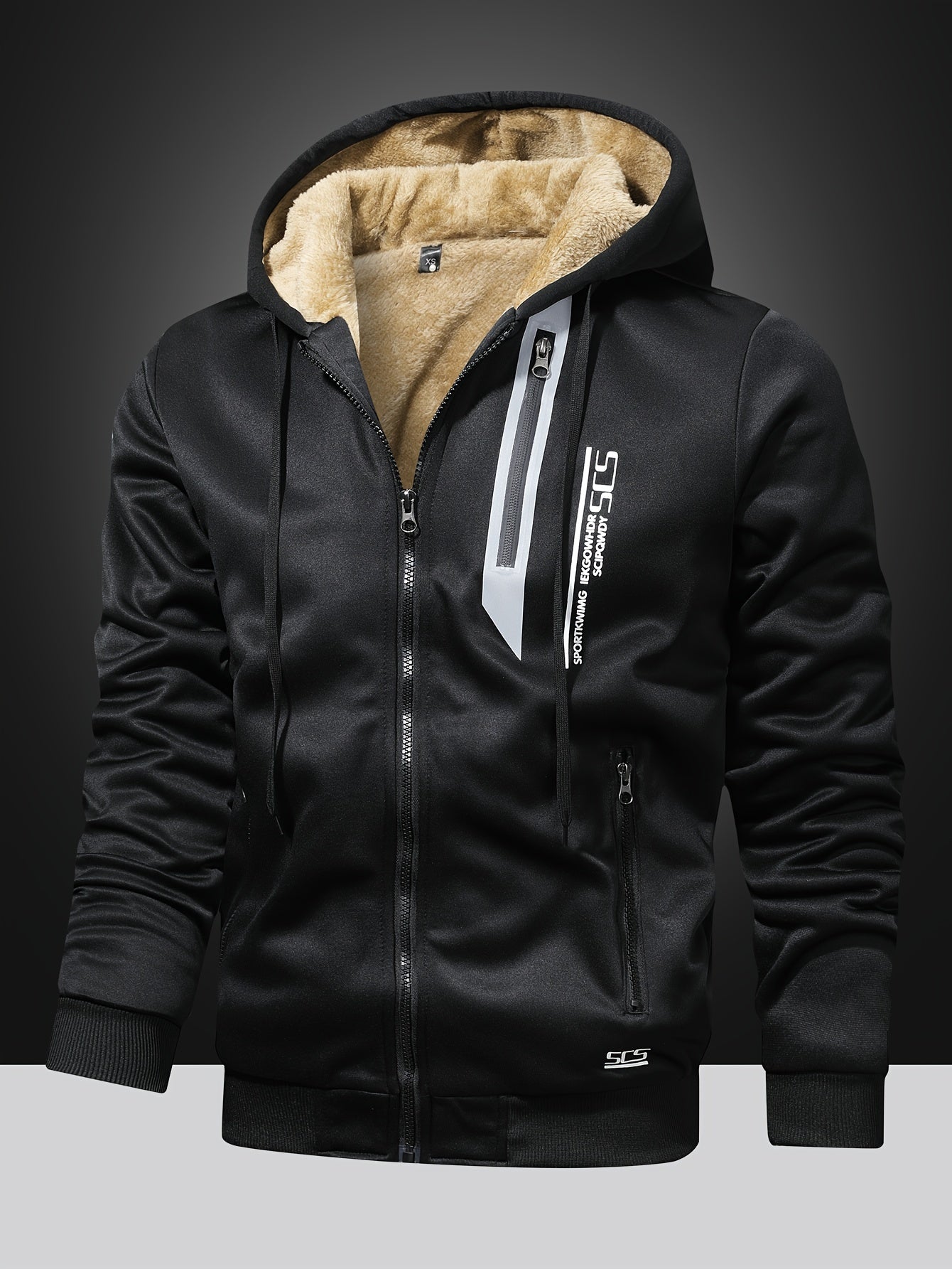 Schwarze Fleecegefütterte Winterjacke - Max