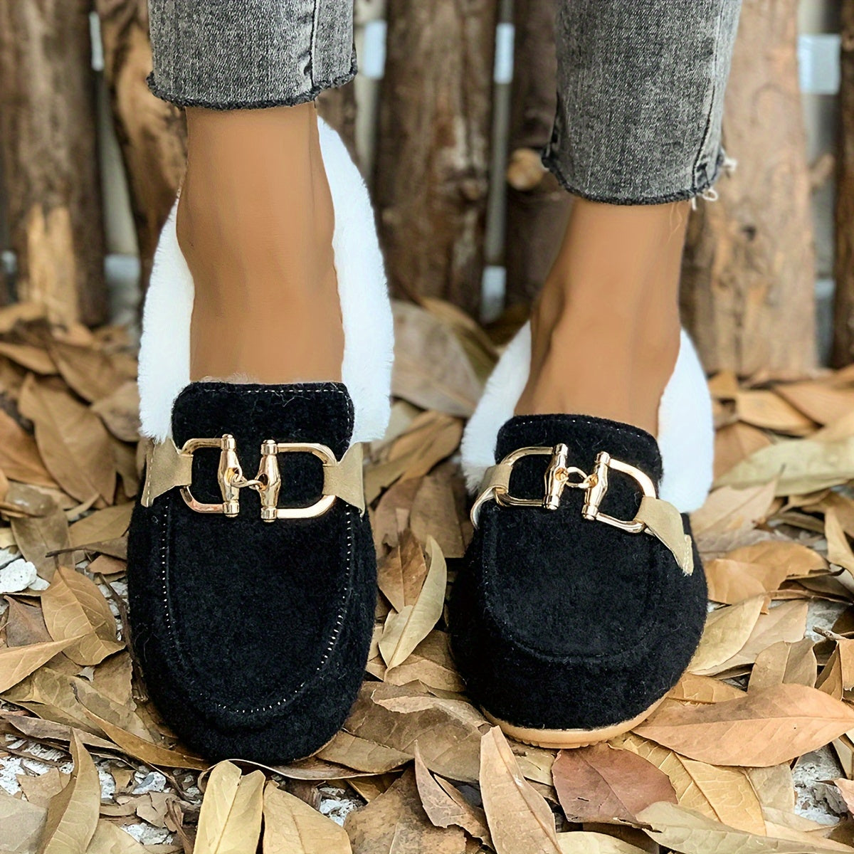 Schwarze Winter Slip-On Sneakers - Mila