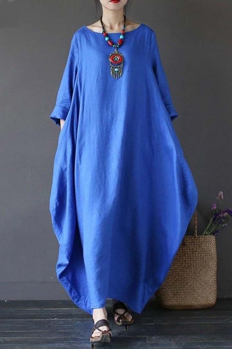 Lila - Königsblaues Boho Maxikleid