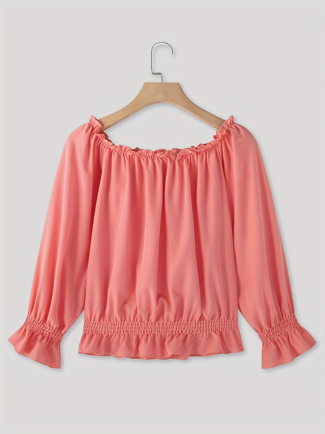 Weiße Rüschenbluse mit langen Ärmeln - Clara