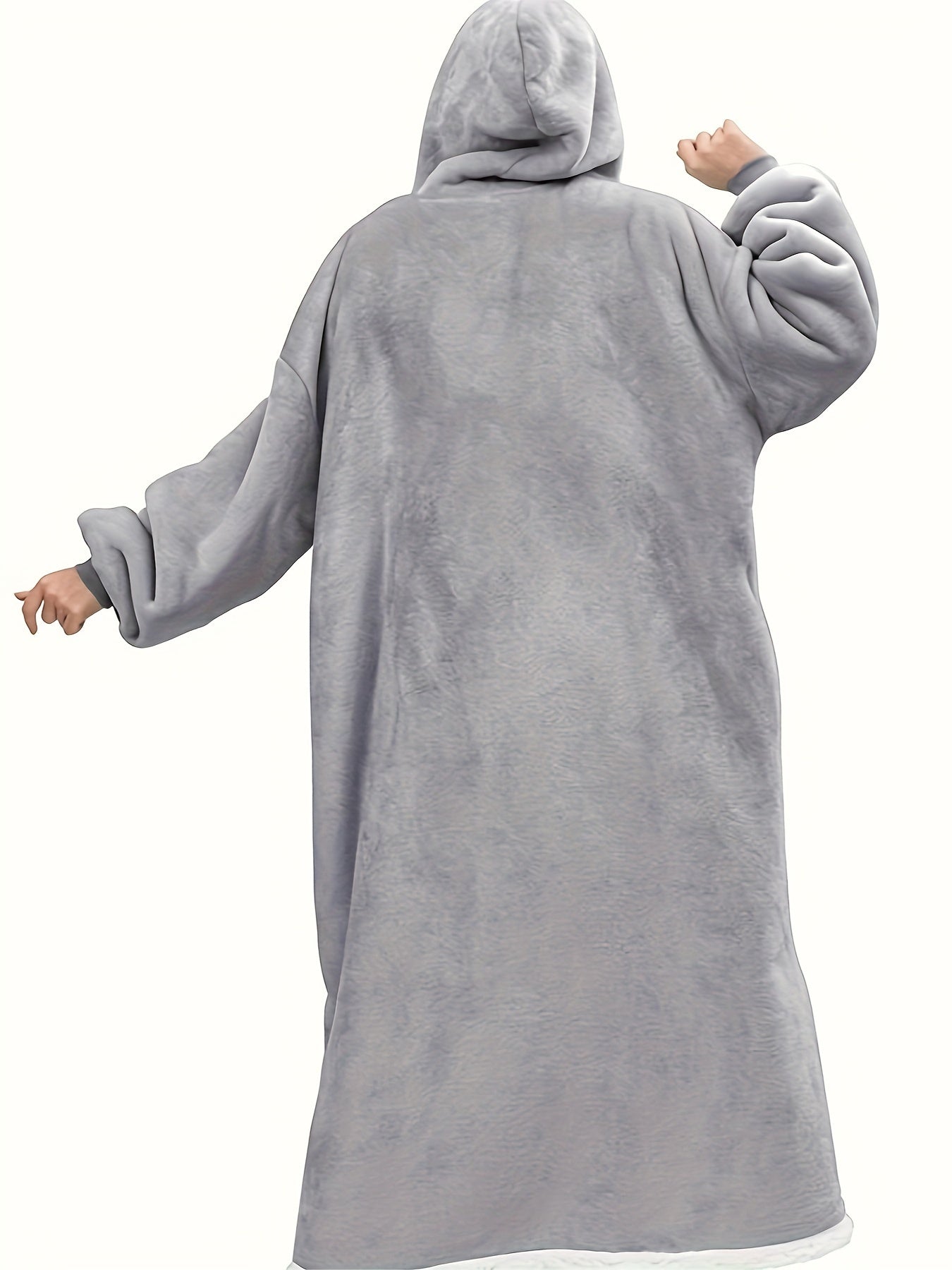 Marineblaue Plus-Size-Flanell-Bademantel - Sofie