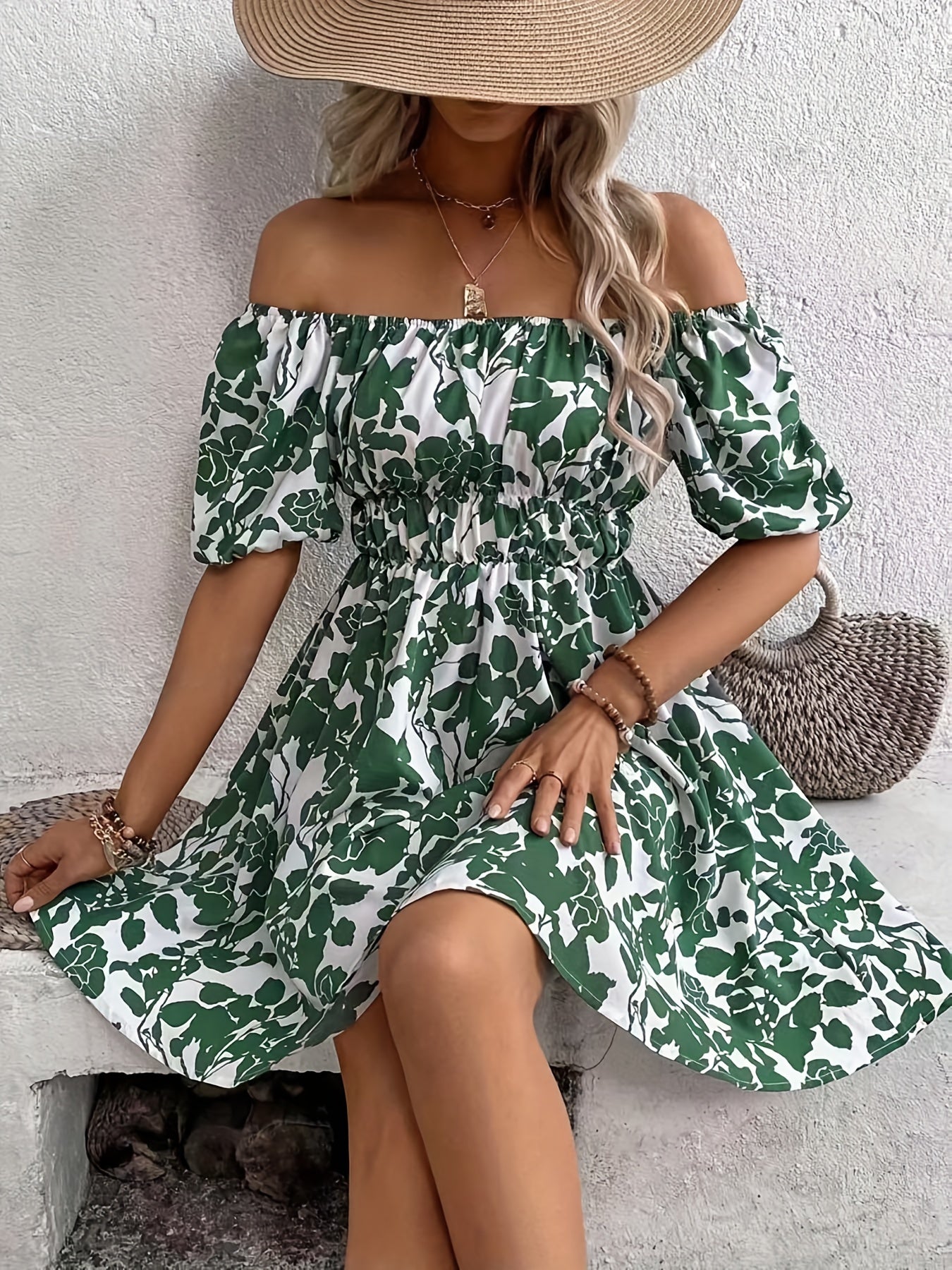 Blaues Off-Shoulder Kleid - Sophie