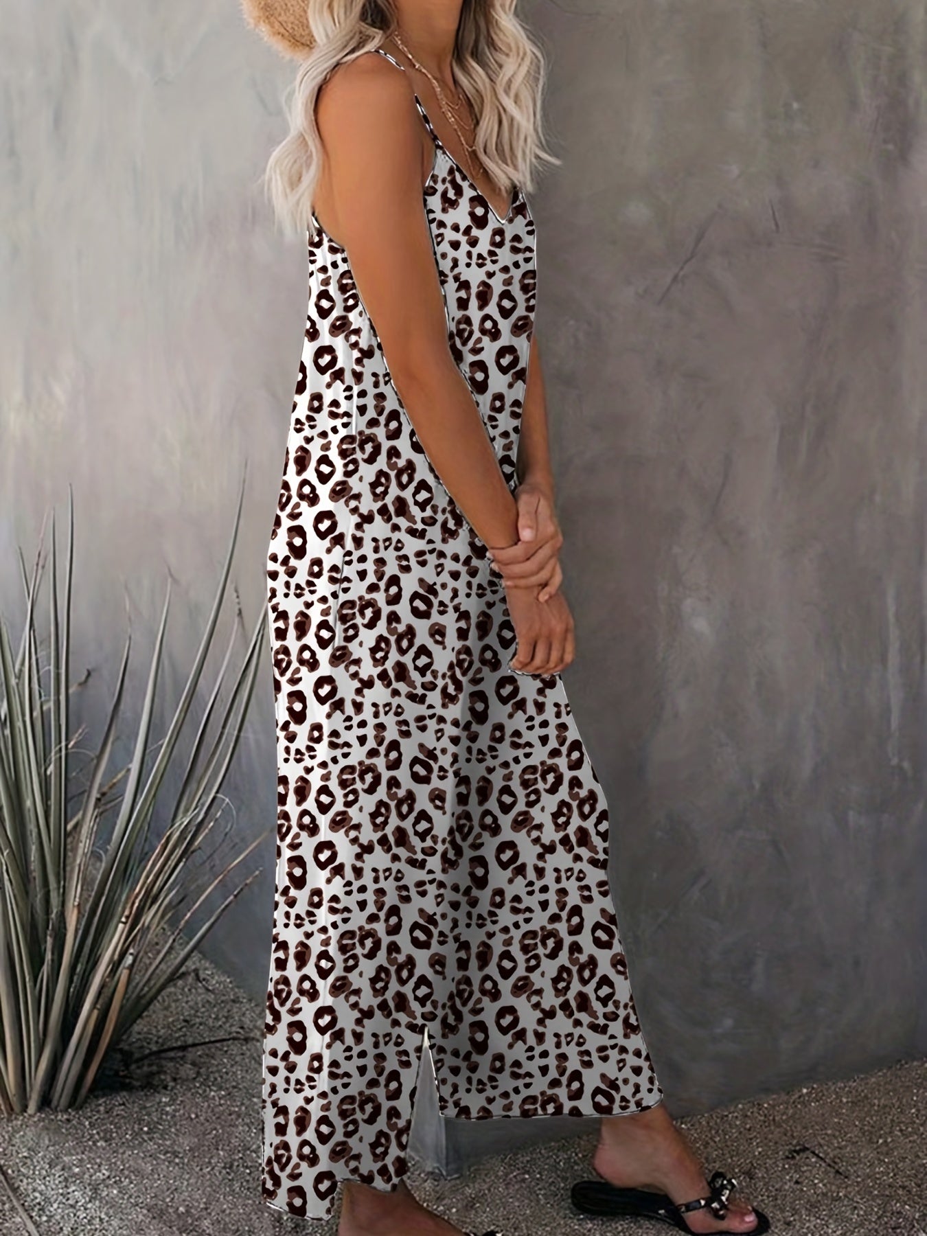 Beiger Leopard Jumpsuit - Lena