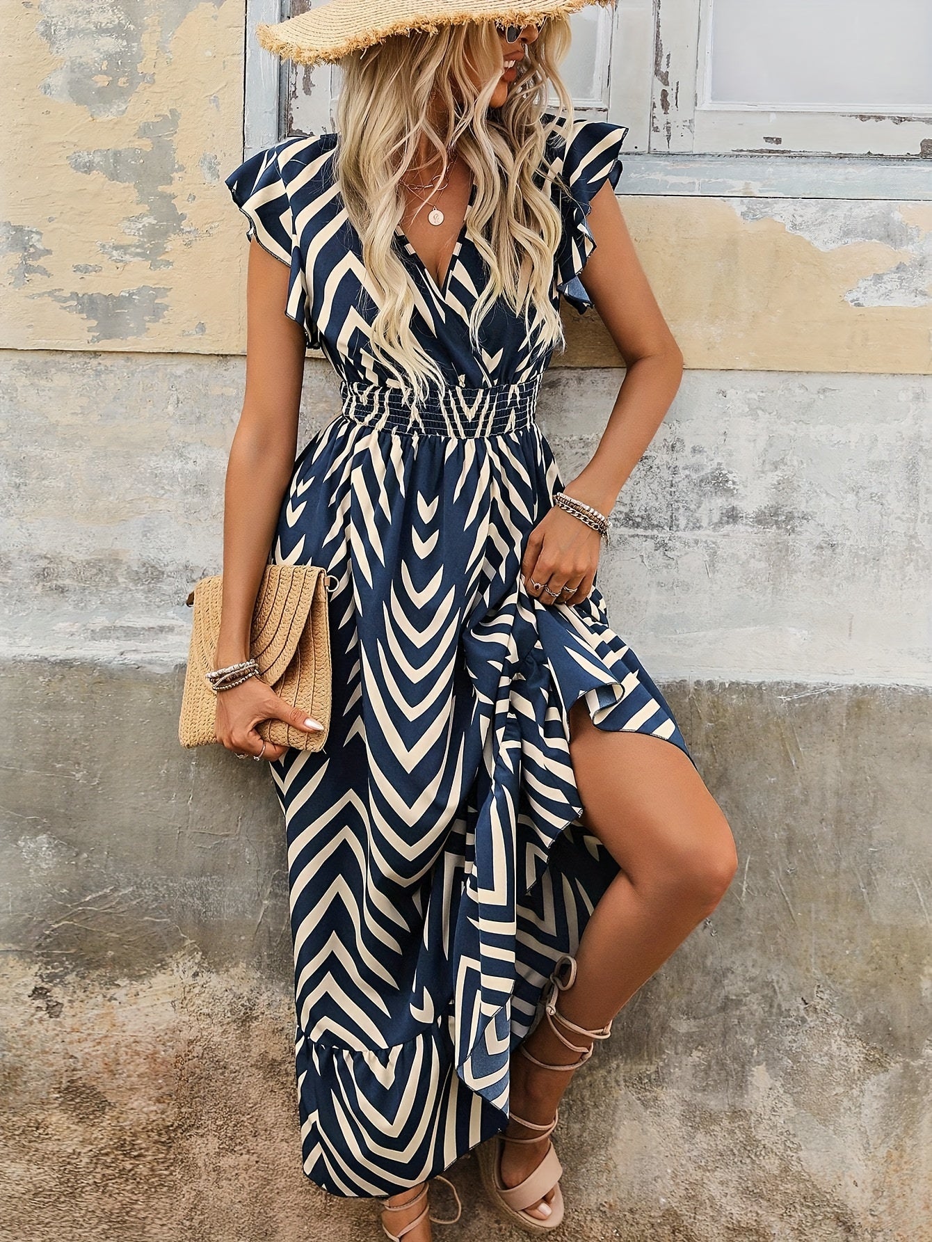 Blaues Rüschenkleid - Emma