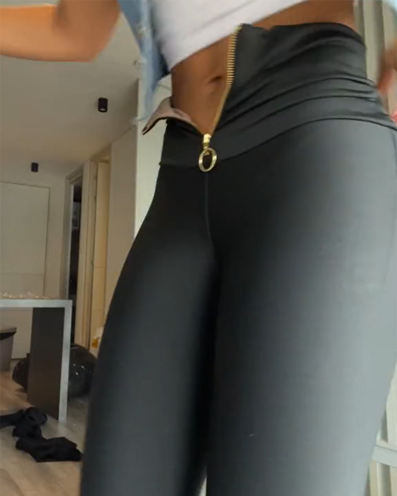 Zara - Schwarze schlankmachende Lift-Hose mit Reißverschluss