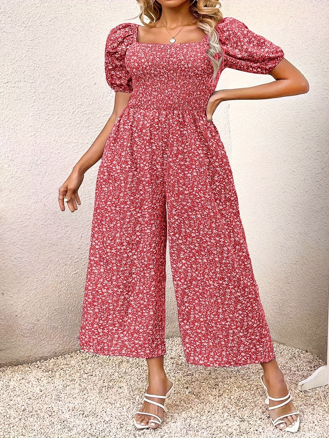 Blauer Floraler Jumpsuit - Sophia