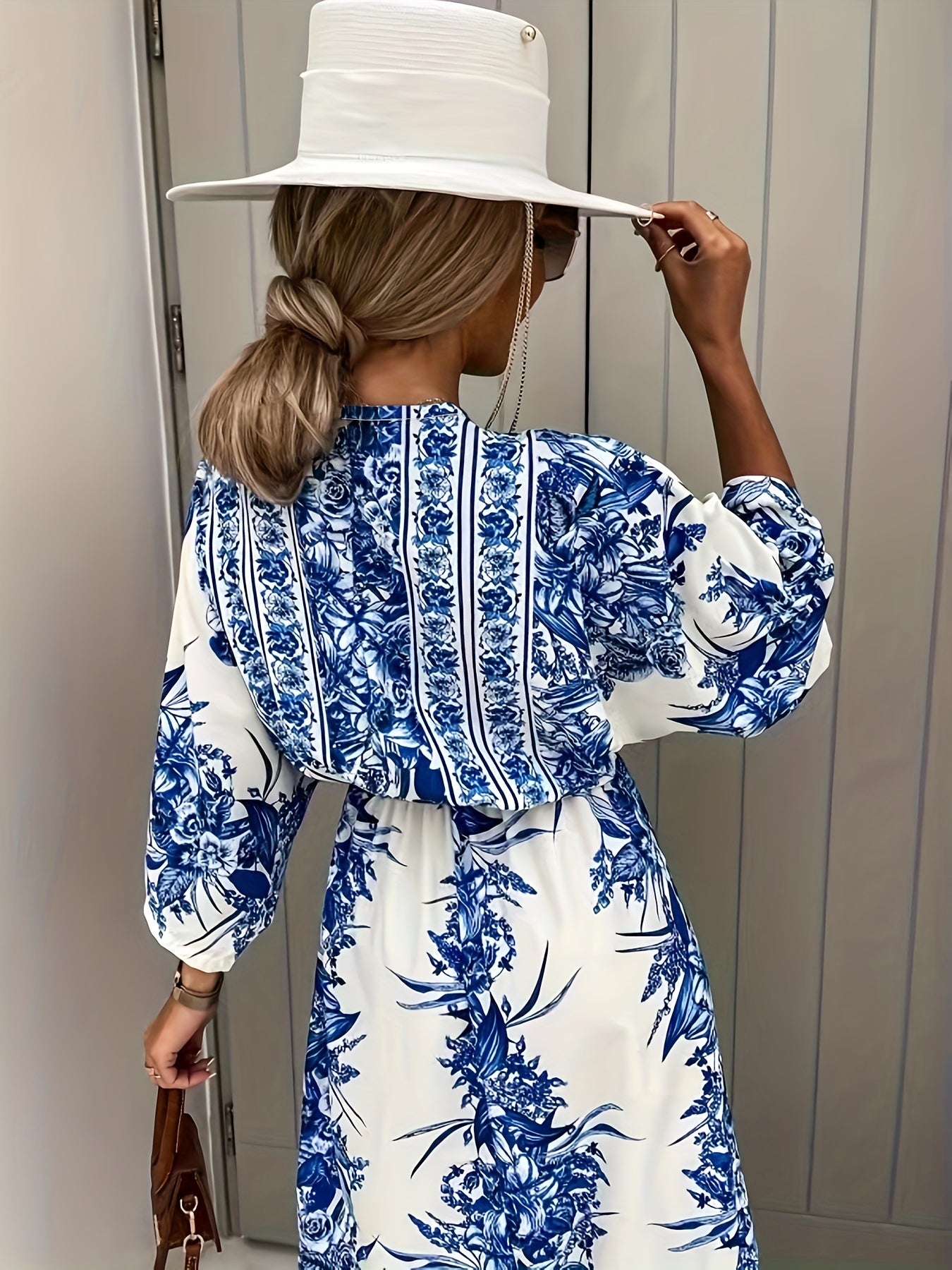 Blaues Blumenprint Kleid - Sophie