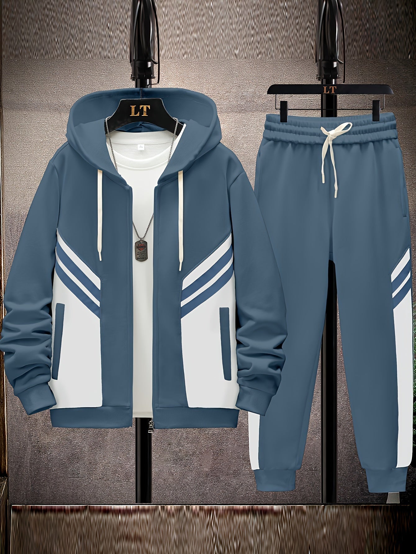 Schwarz Gestreiftes Hoodie & Jogginghose Set - Tom