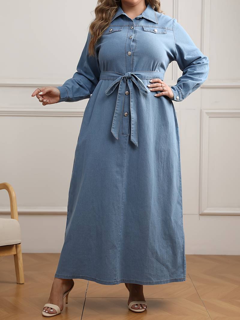 Harper - Hellblaues Denimkleid in Übergröße