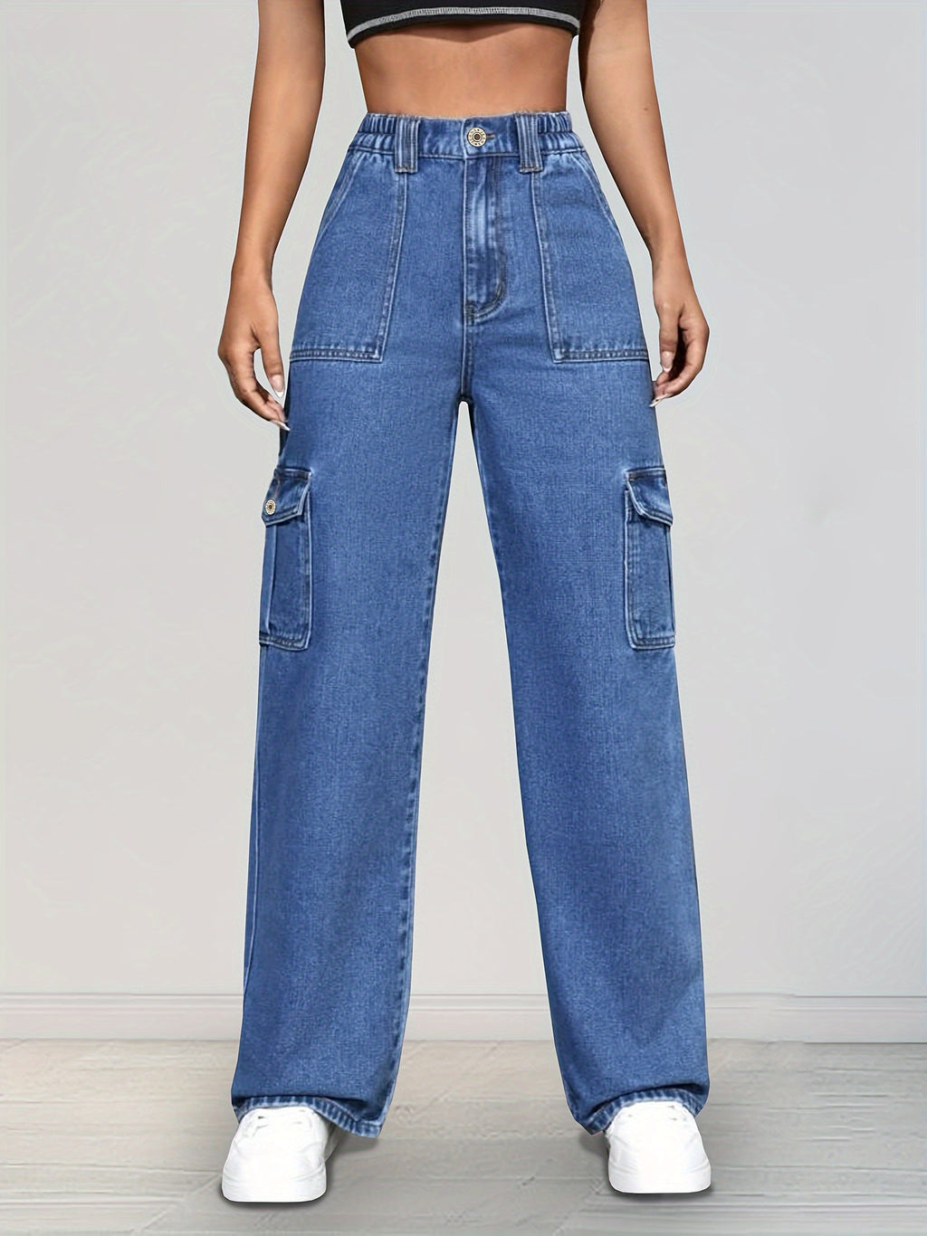 Hellblaue Lockere Cargo-Jeans - Nova