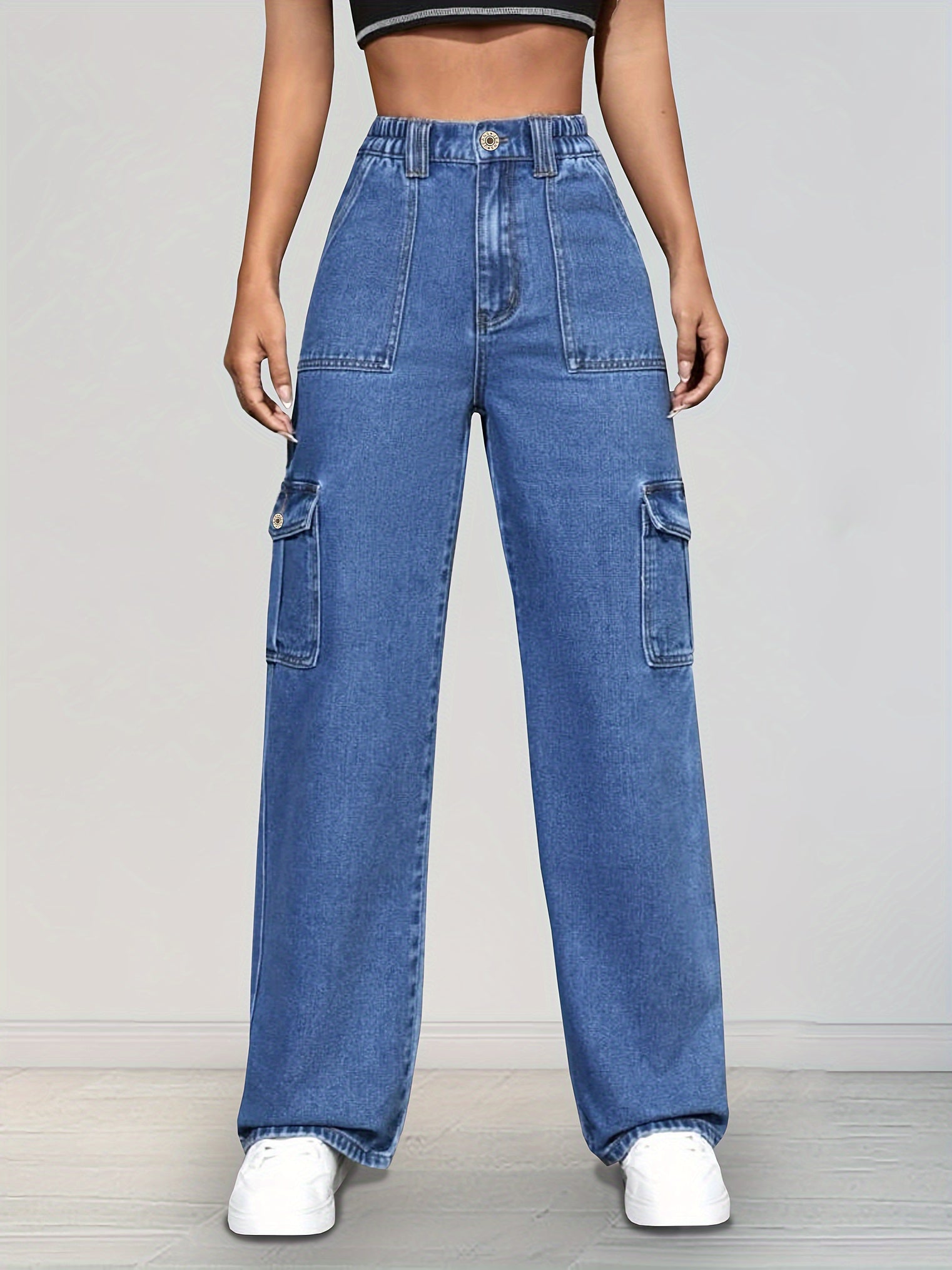 Hellblaue Lockere Cargo-Jeans - Nova