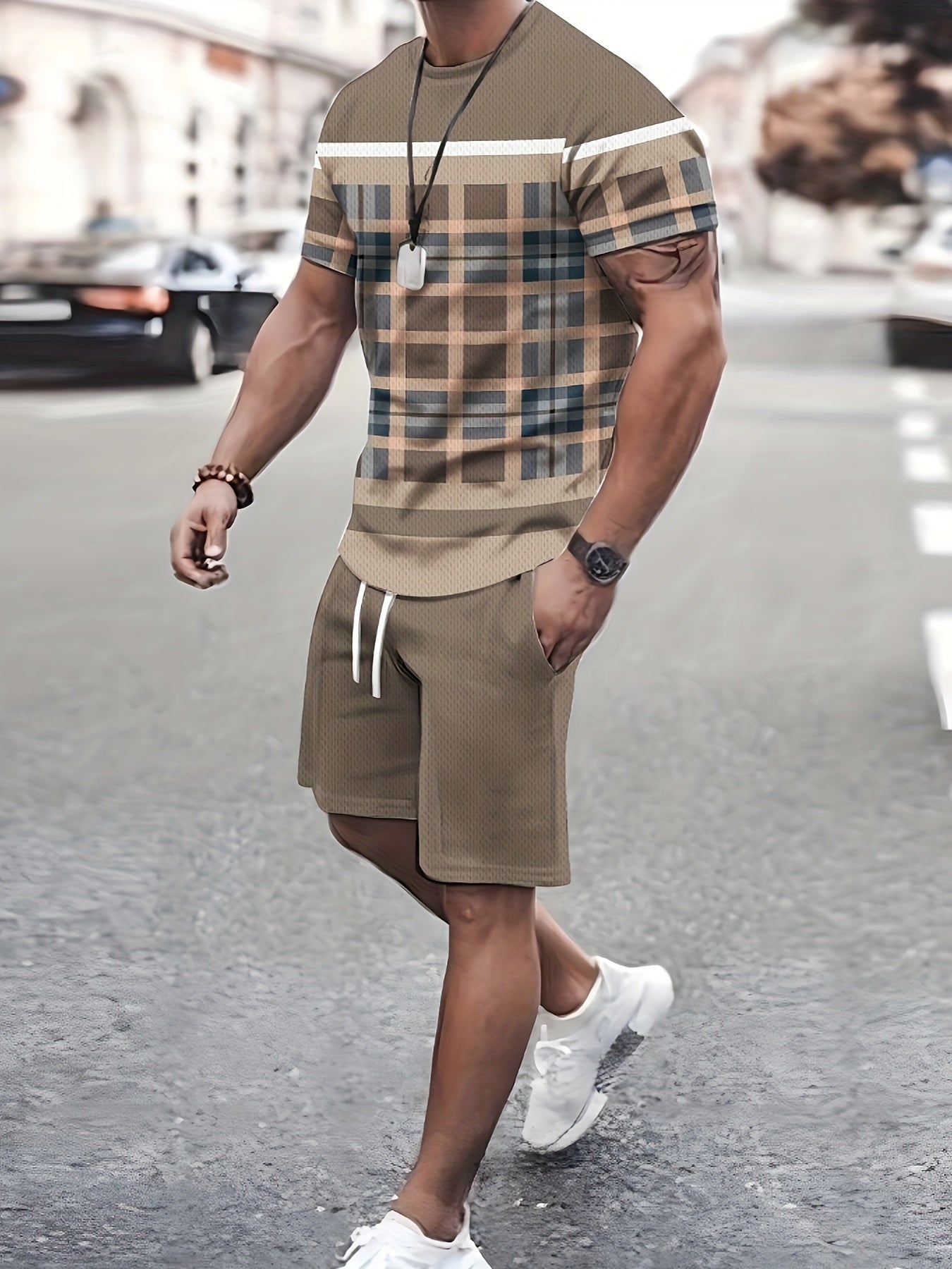 Khaki Karierter 2-Teiler - Finn