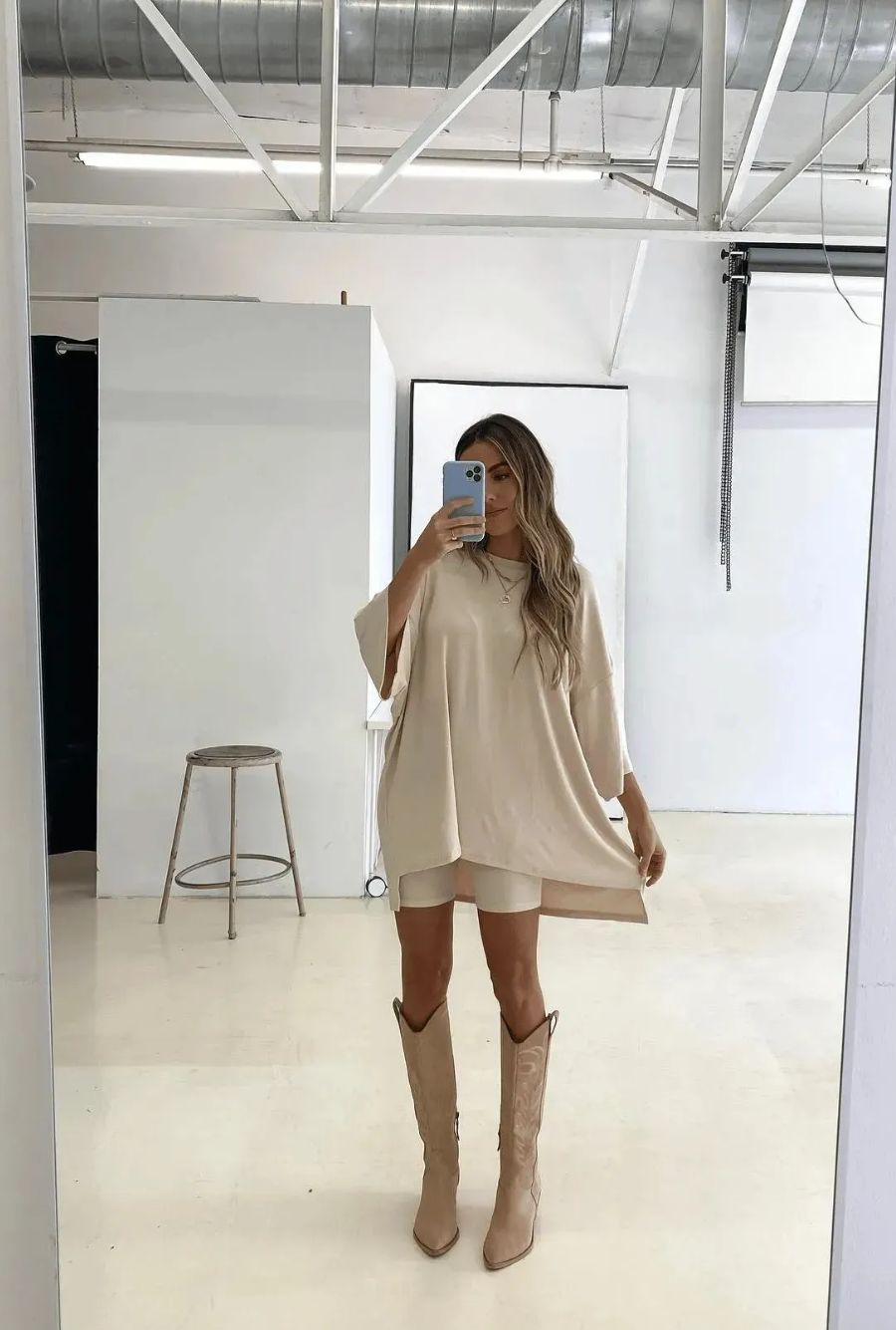 Schwarzes Oversize T-Shirt und Biker-Shorts Set - Lena