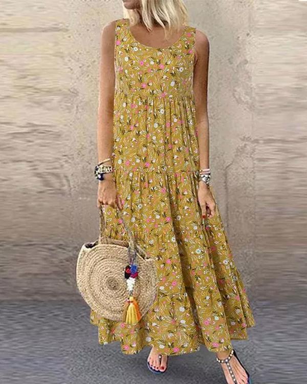 Blaue Retro Blumen-Kleid - Lola