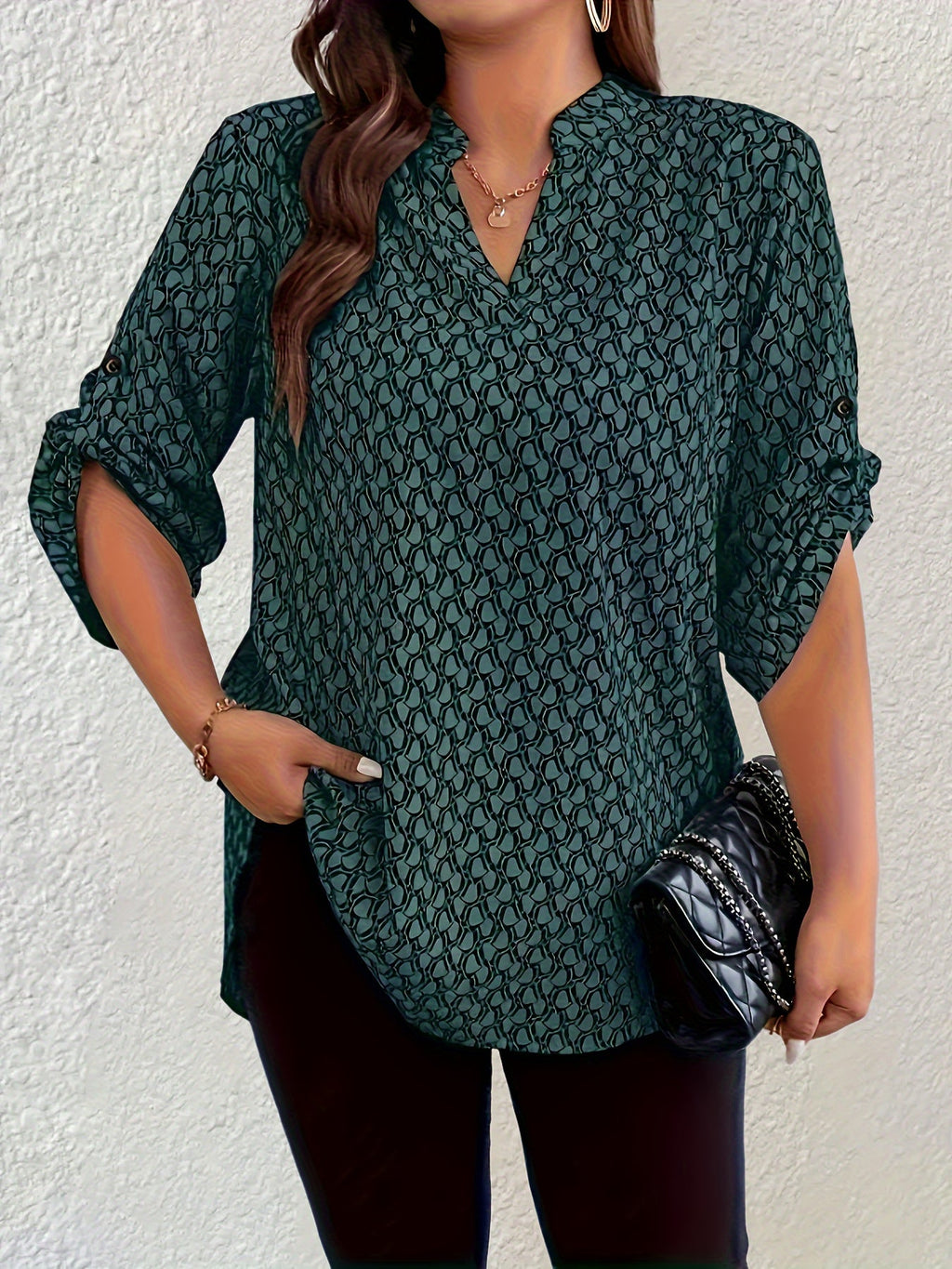 Dunkelgrüne Boho Bluse - Lena