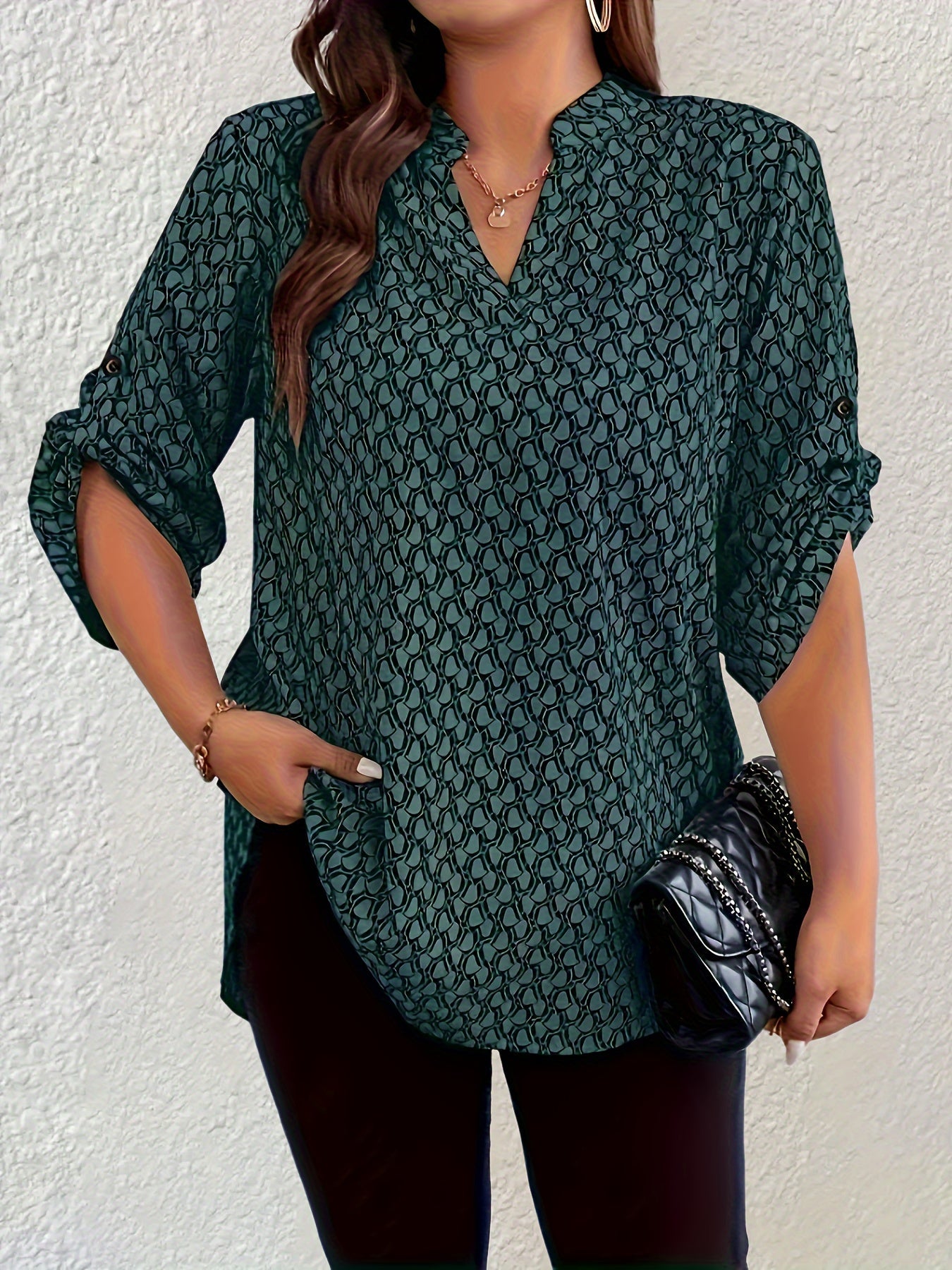 Dunkelgrüne Boho Bluse - Lena