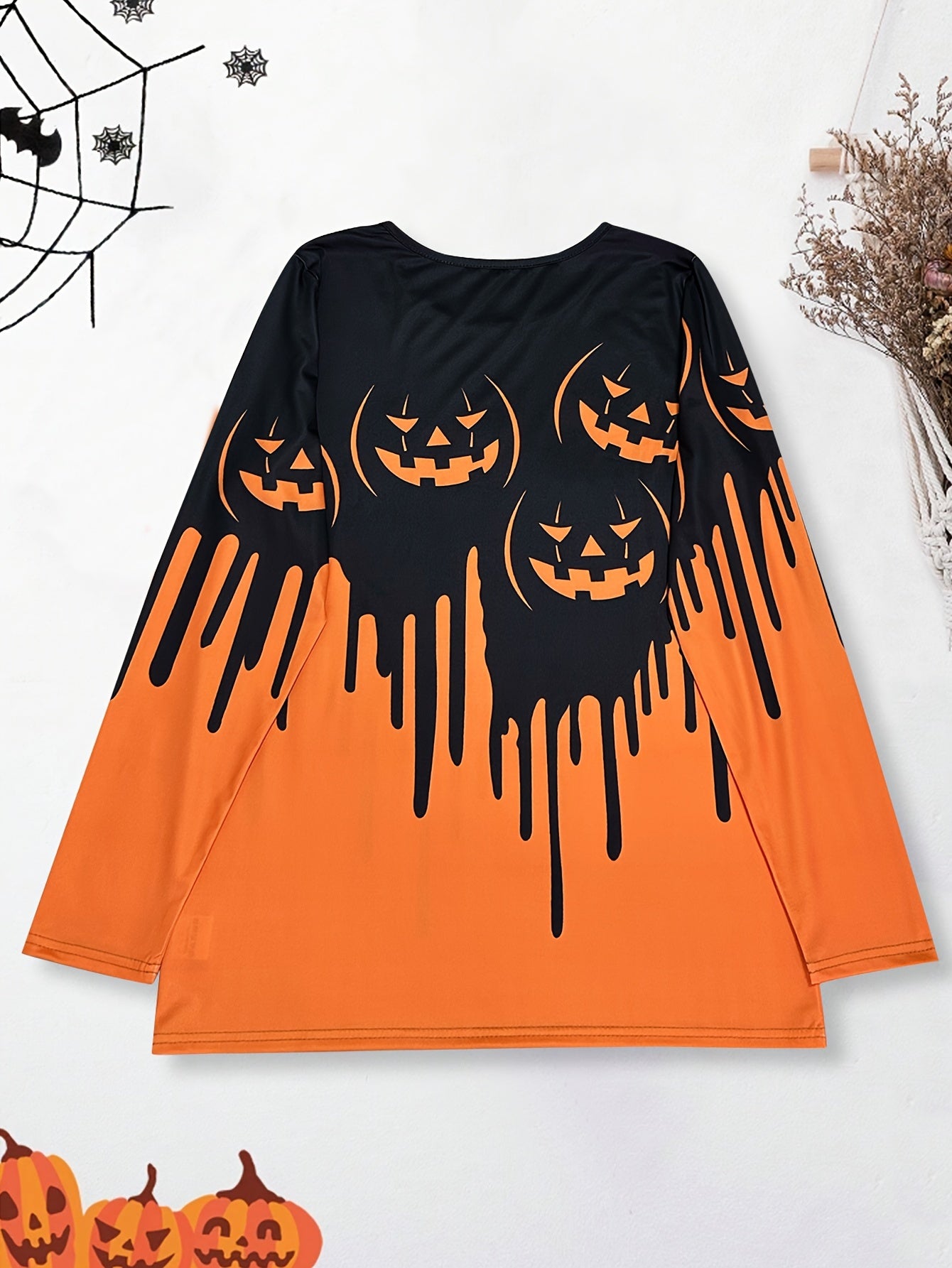 Orangenes Kürbisprint T-Shirt - Sofie